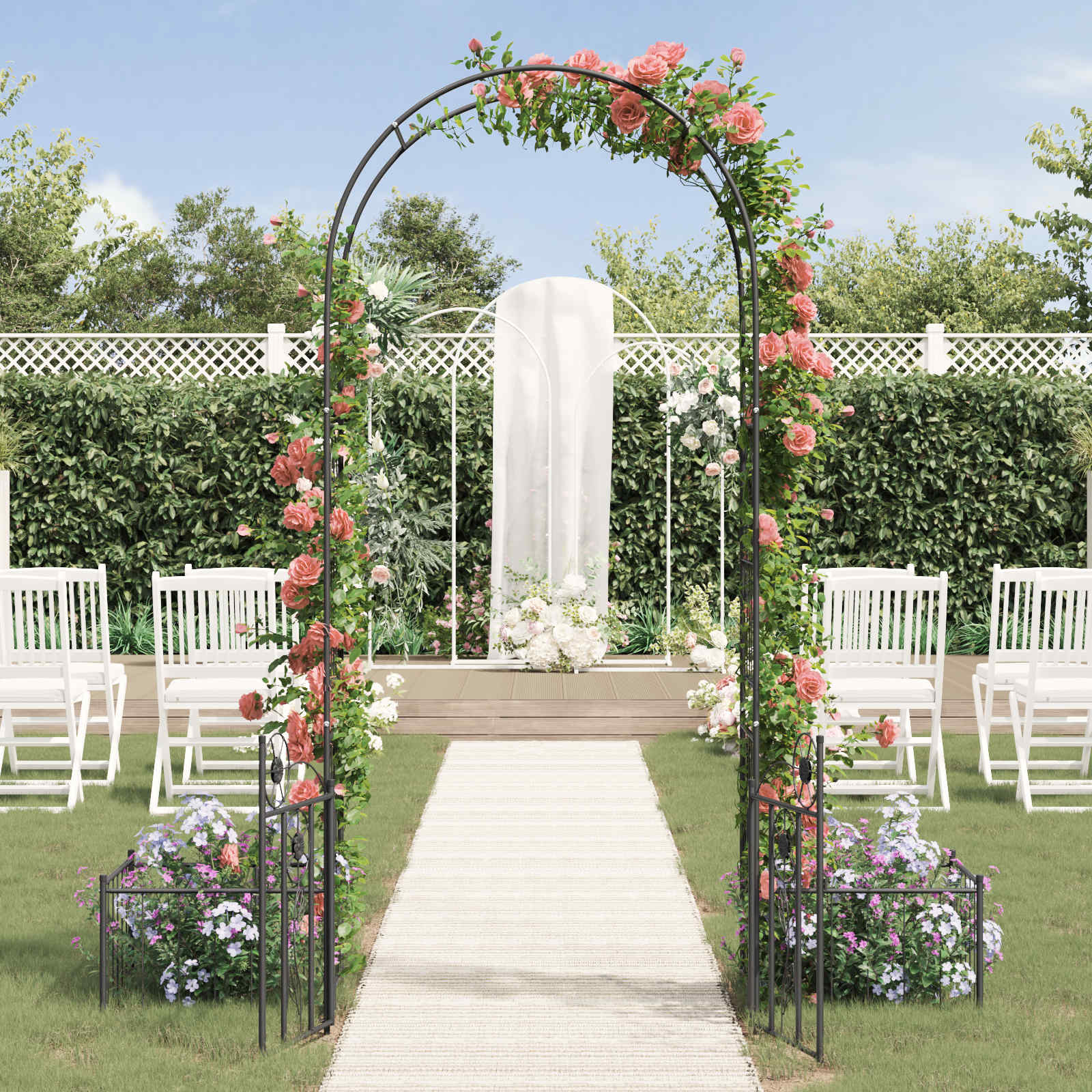 Garden Arch Simple Black 203 x 50 x 218 cm