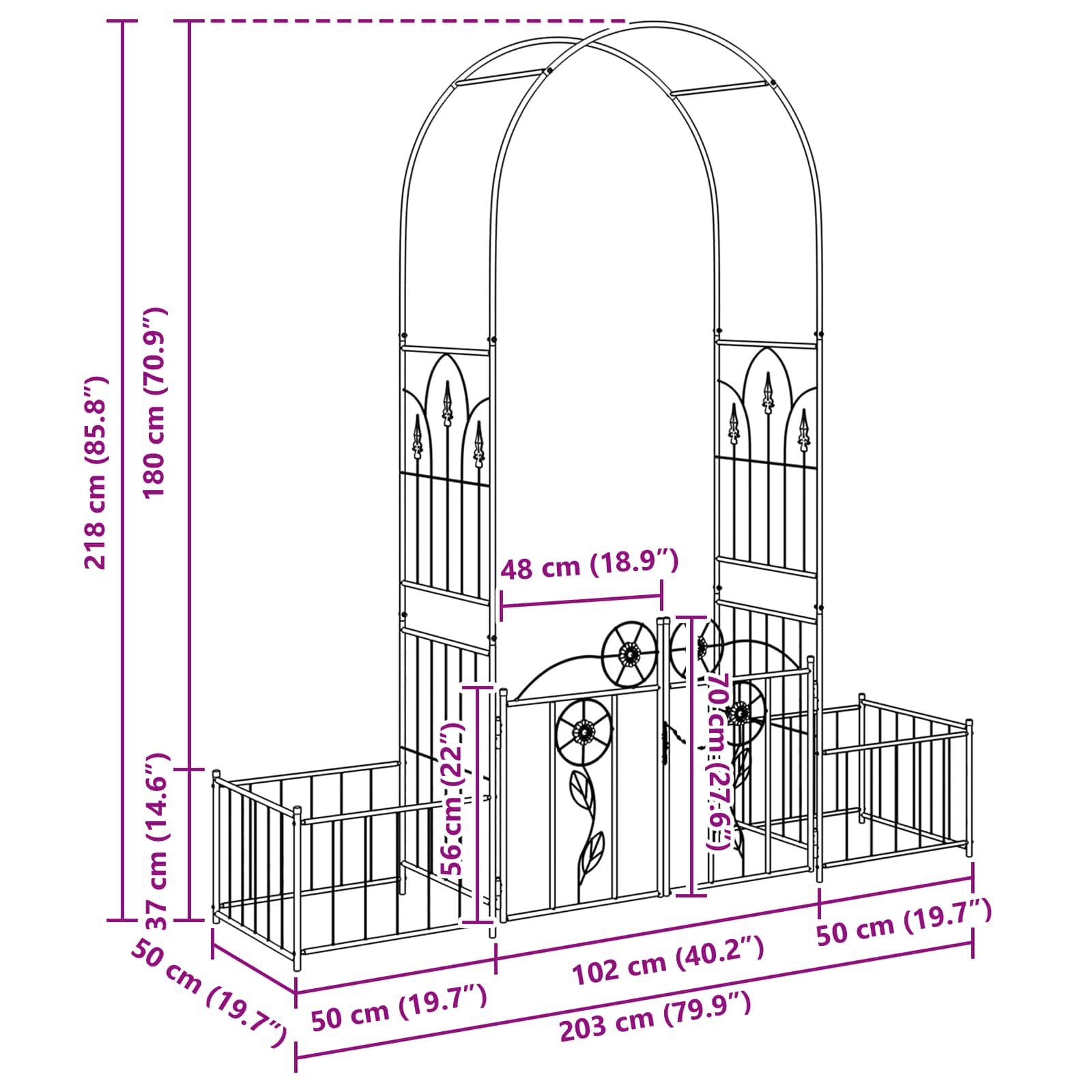 Garden Arch Simple Green 203 x 50 x 218 cm
