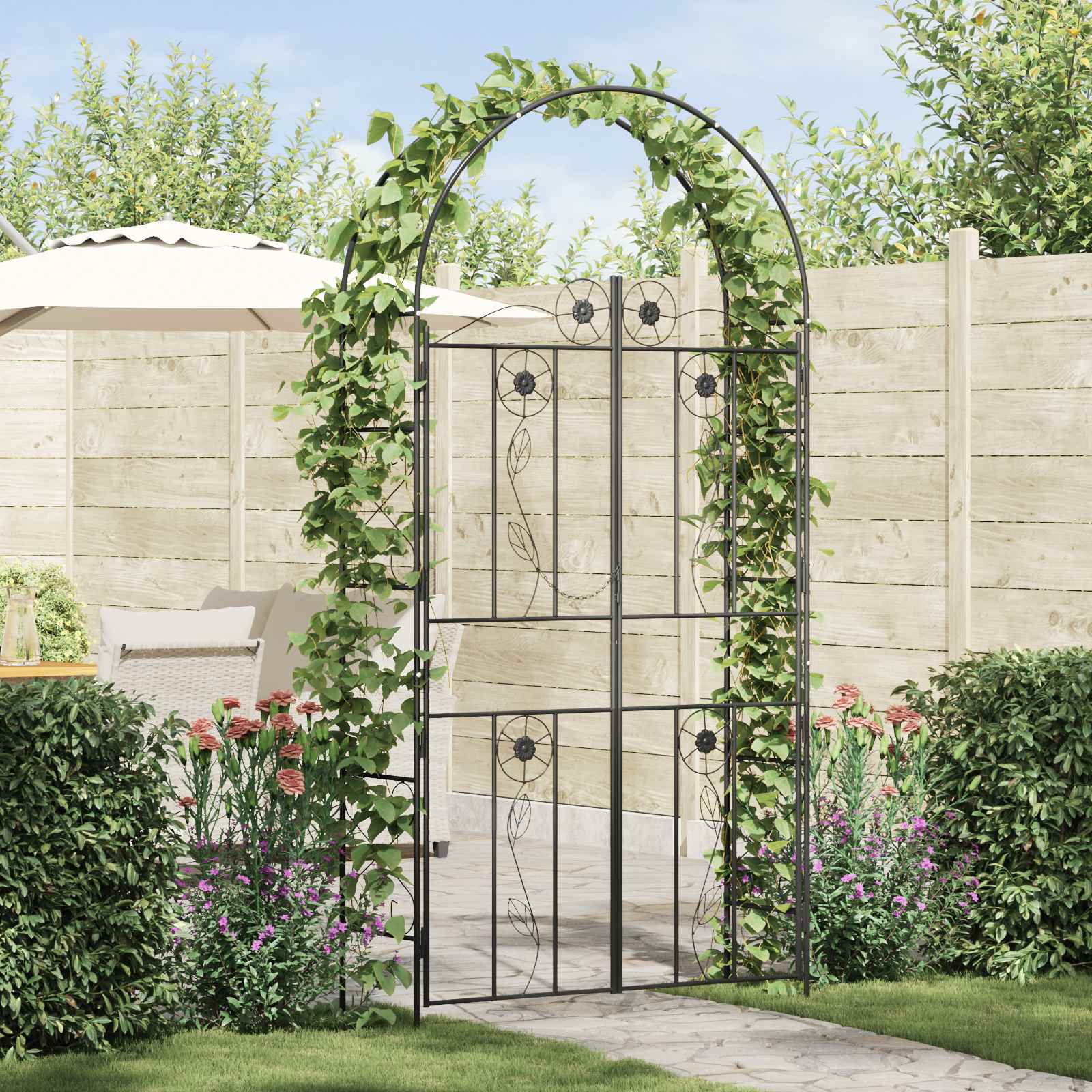 Sodo arka Paprastas Juoda 115 x 37 x 226 cm