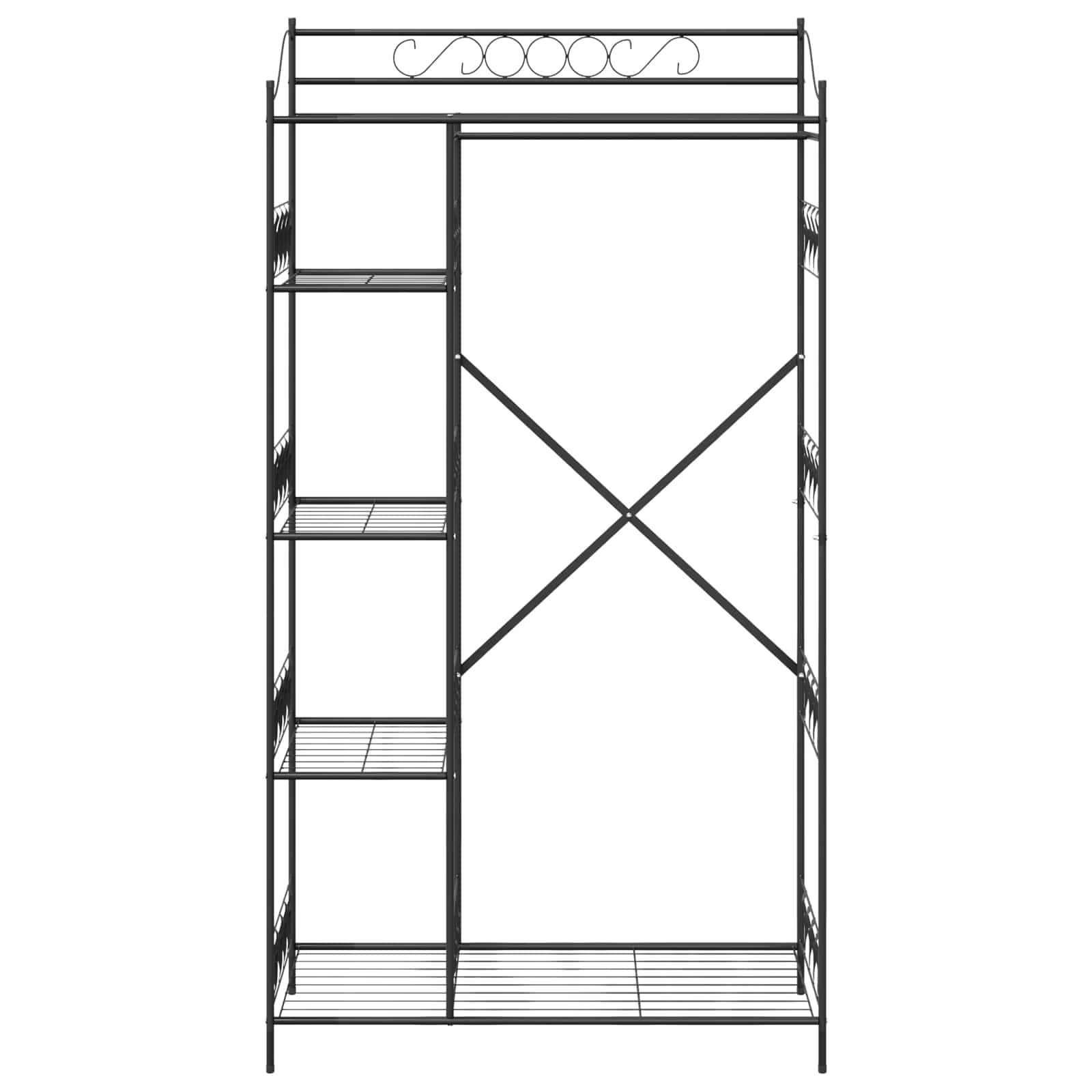 Atvira spinta su lentyna Juoda 101 x 43 x 188 cm Plienas