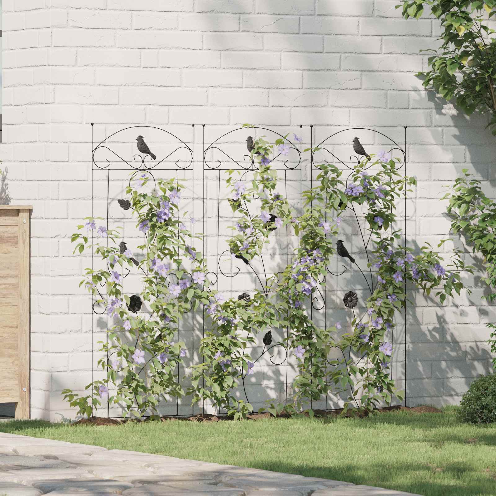 Sodo tvora 3 pcs Juoda 110 x 40 cm Plienas