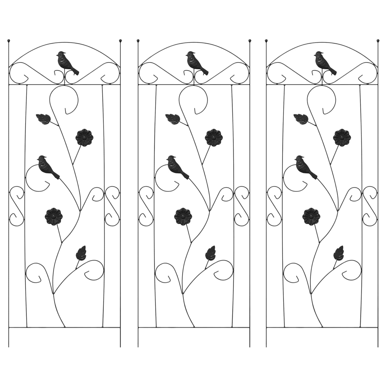 Sodo tvora 3 pcs Juoda 110 x 40 cm Plienas