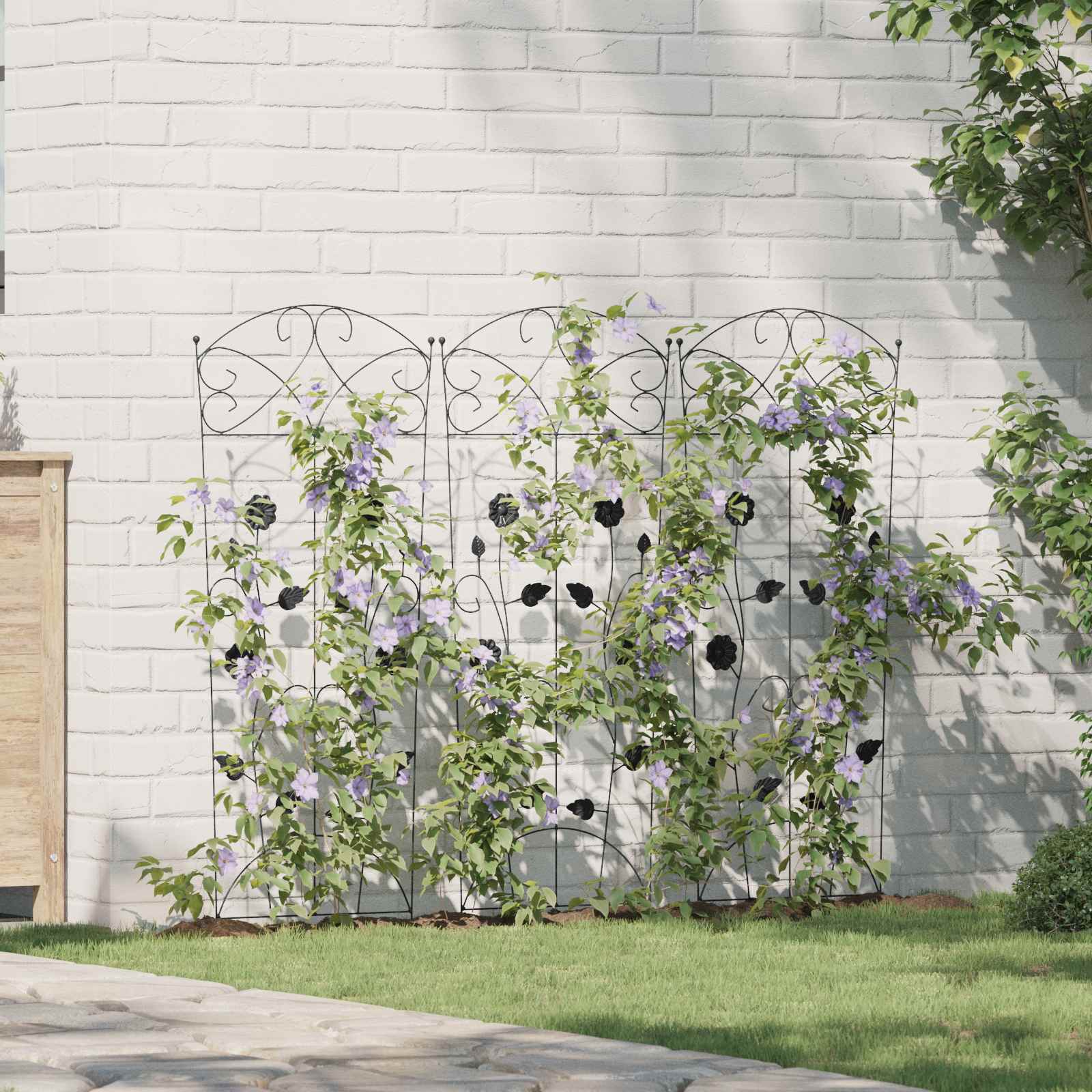 Sodo tvora 3 pcs Juoda 110,5 x 42,5 cm Plienas
