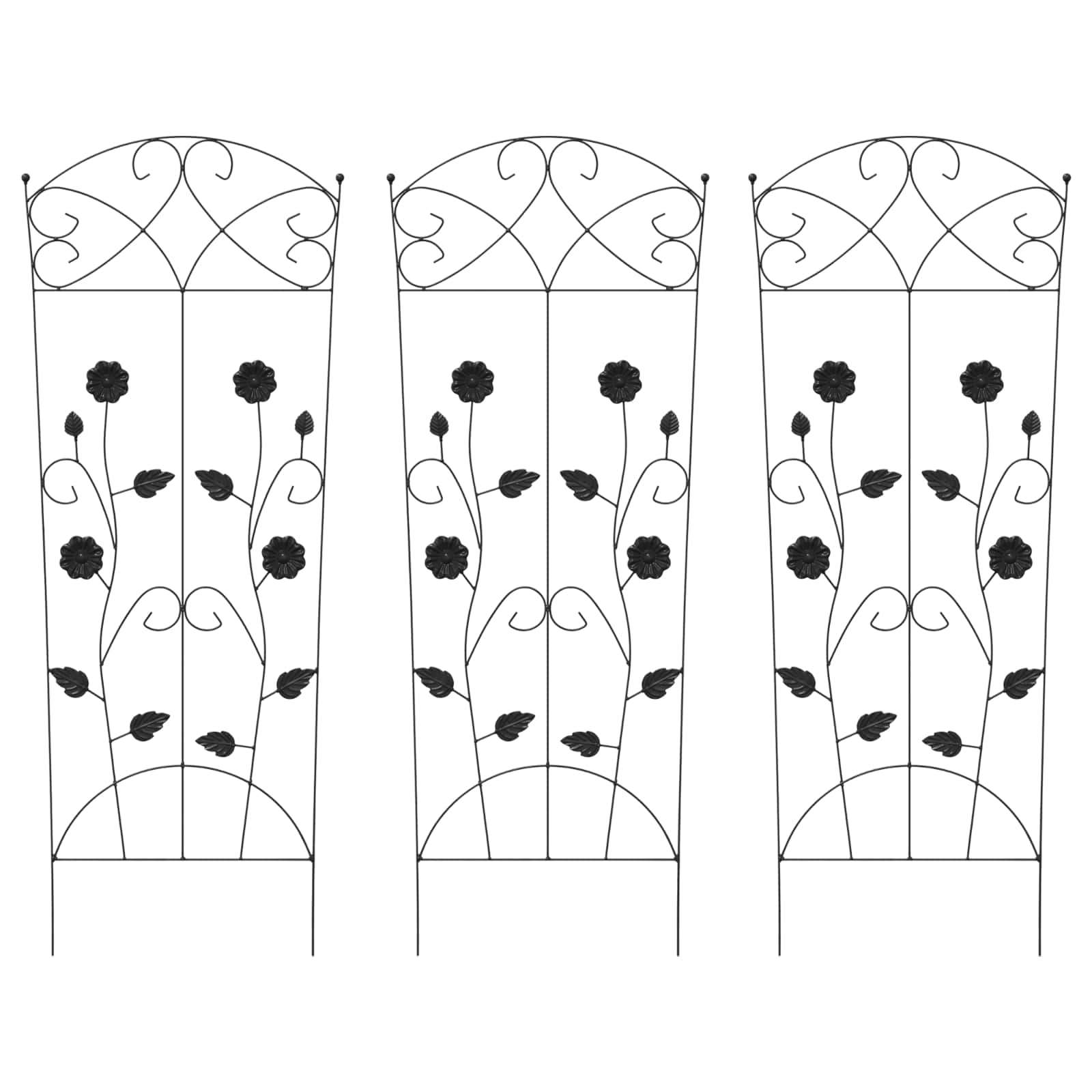 Sodo tvora 3 pcs Juoda 110,5 x 42,5 cm Plienas