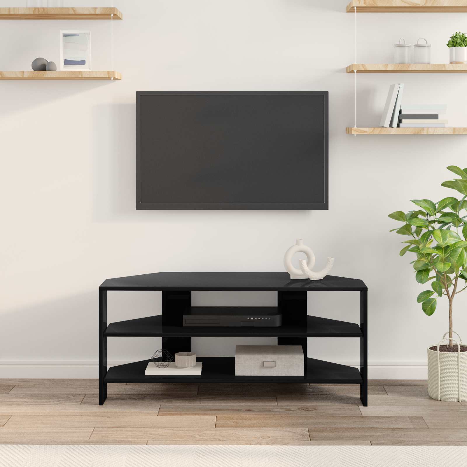 KampinėTVspintelė Juoda 102x40,5x45cm Apdirbta mediena
