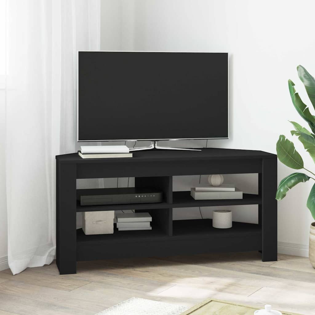 Stūra TV skapītis Melns 102 x 40,5 x 45 cm Apstrādāta koksne