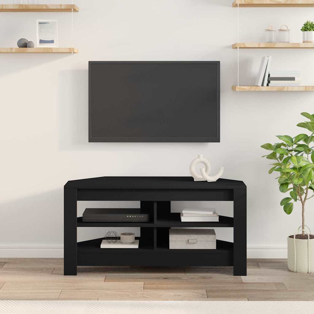 Stūra TV skapītis Melns 102 x 40,5 x 45 cm Apstrādāta koksne