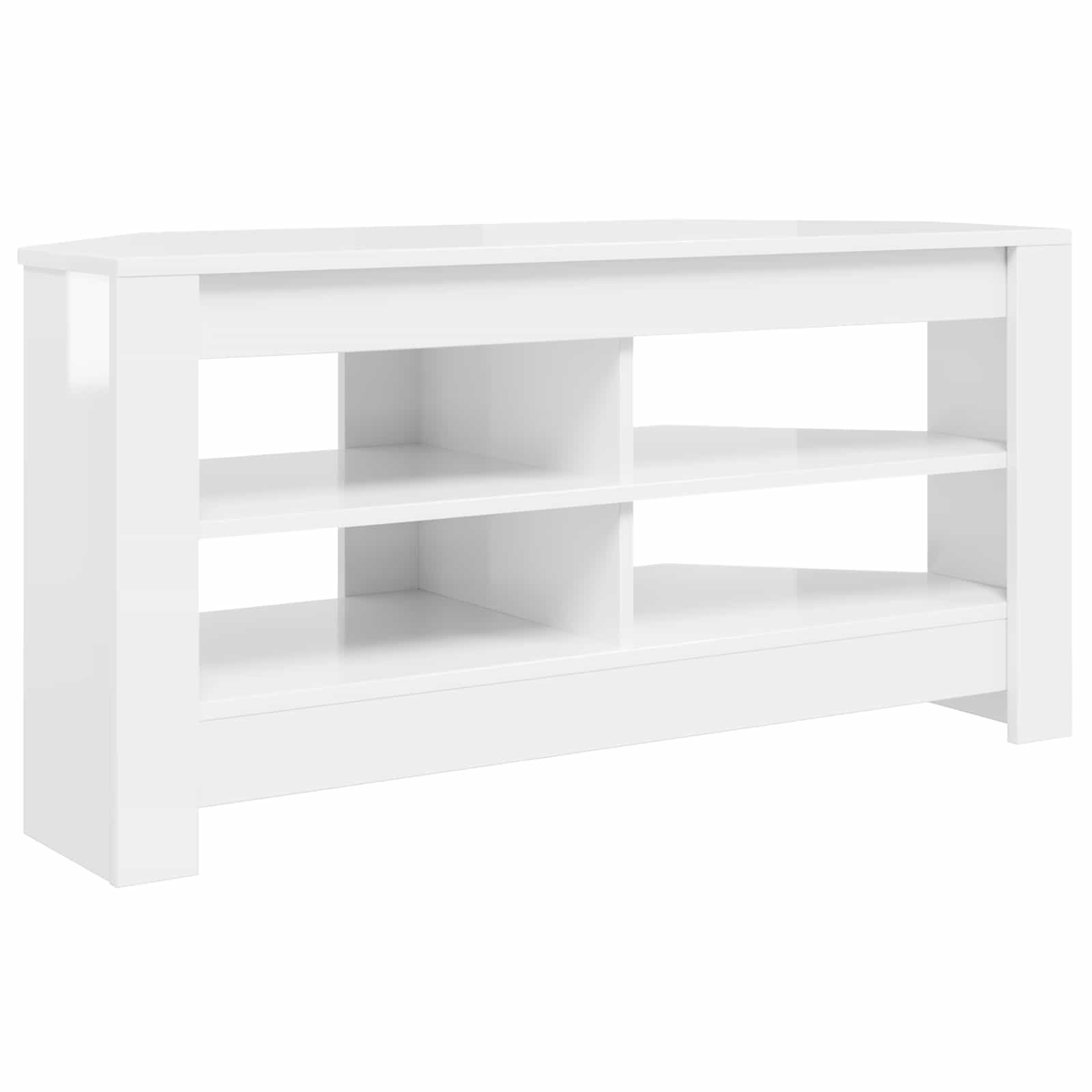 KampinėTVspintelė Aukšto blizgesio balta 102 x 40,5 x 45 cm