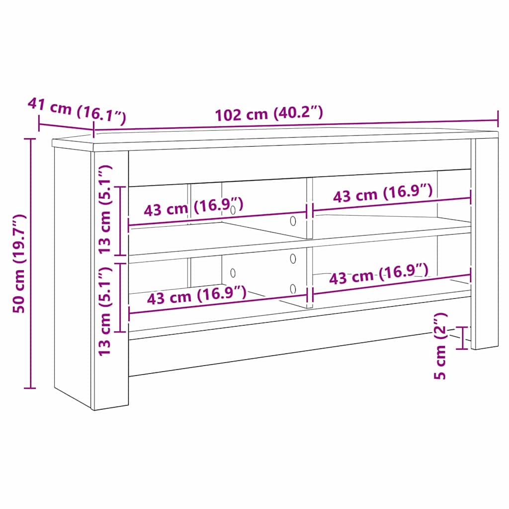 Corner TV Cabinet Smoked Oak 102 x 40.5 x 45 cm