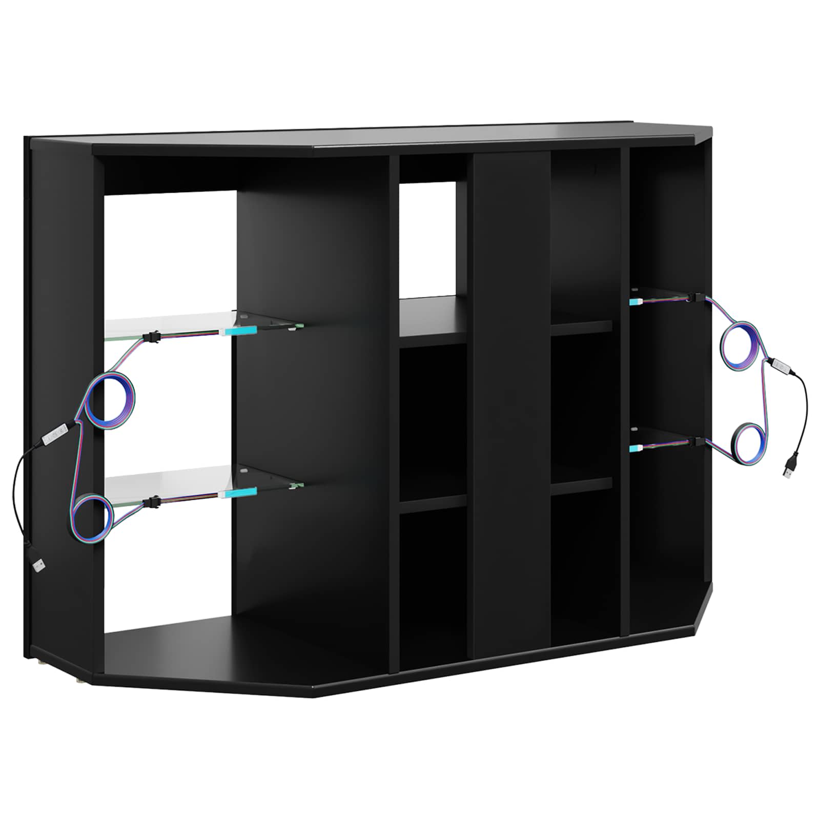 Kampinė LED televizoriaus spinta 100x40x68cm Juoda