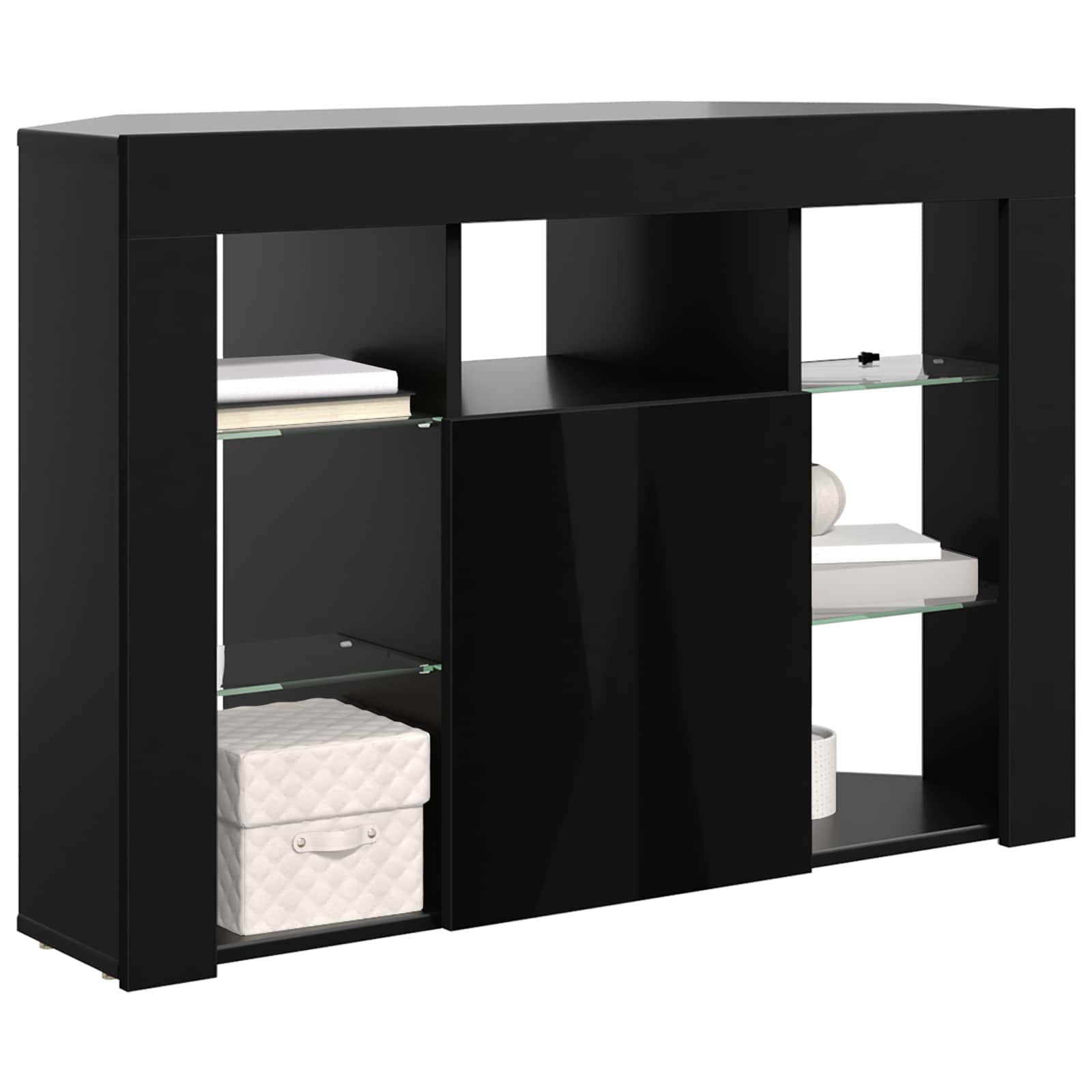 Kampinė LED televizoriaus spinta 100x40x68cm Juoda