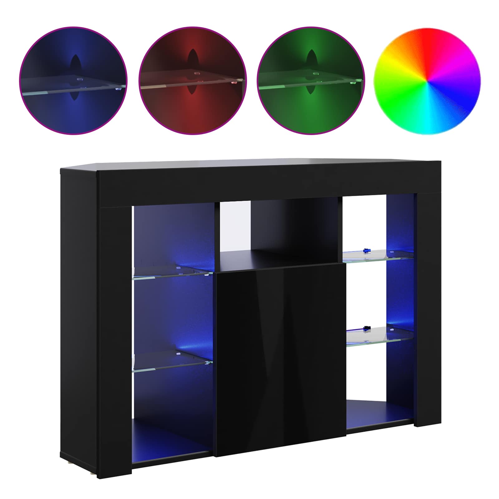 Kampinė LED televizoriaus spinta 100x40x68cm Juoda