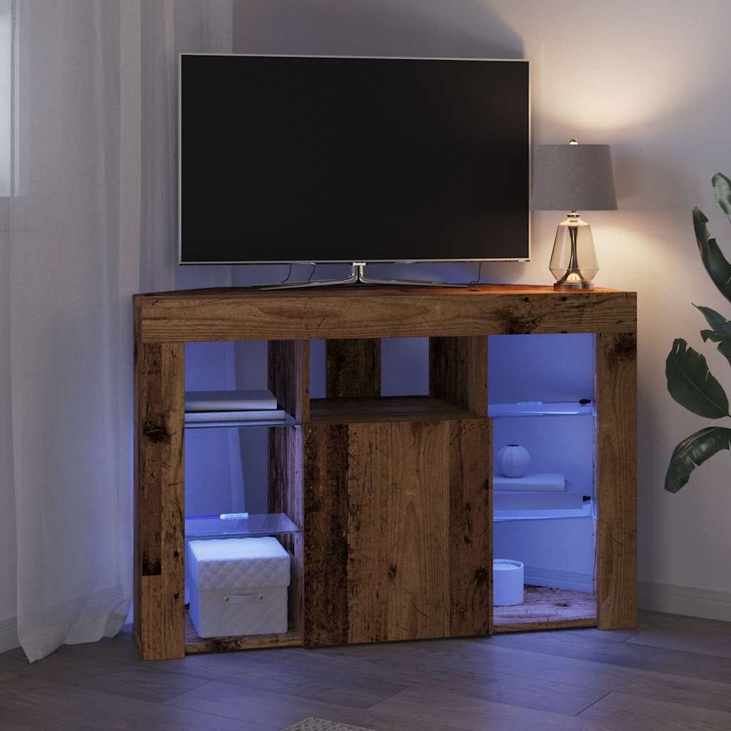 Kampinė LED televizoriaus spinta 100x40x68cm Senas medis