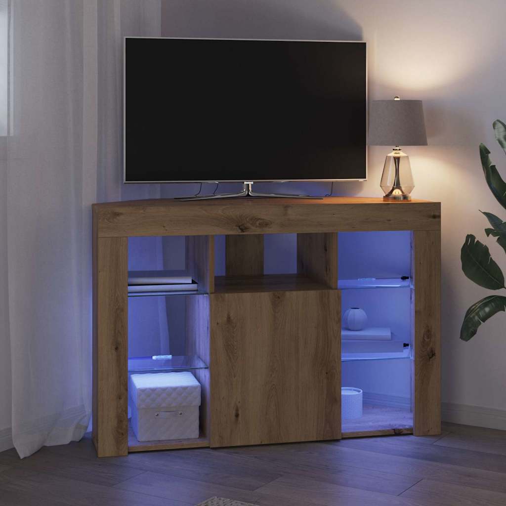 Kampinė LED televizoriaus spinta 100x40x68cm Amatininkų ąžuolas