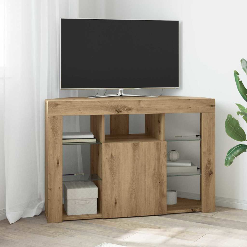 Kampinė LED televizoriaus spinta 100x40x68cm Amatininkų ąžuolas