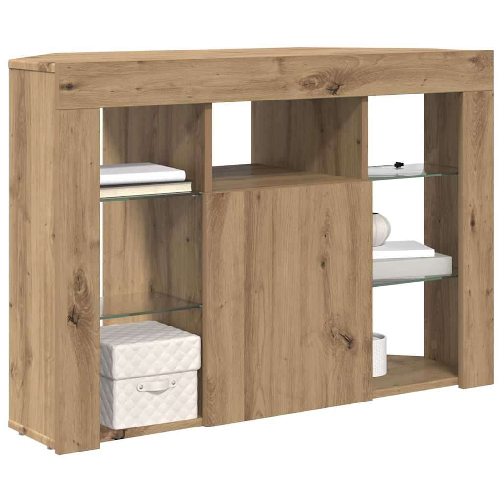 Kampinė LED televizoriaus spinta 100x40x68cm Amatininkų ąžuolas