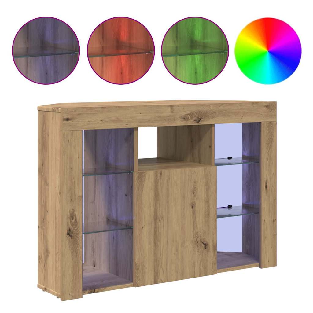 Kampinė LED televizoriaus spinta 100x40x68cm Amatininkų ąžuolas