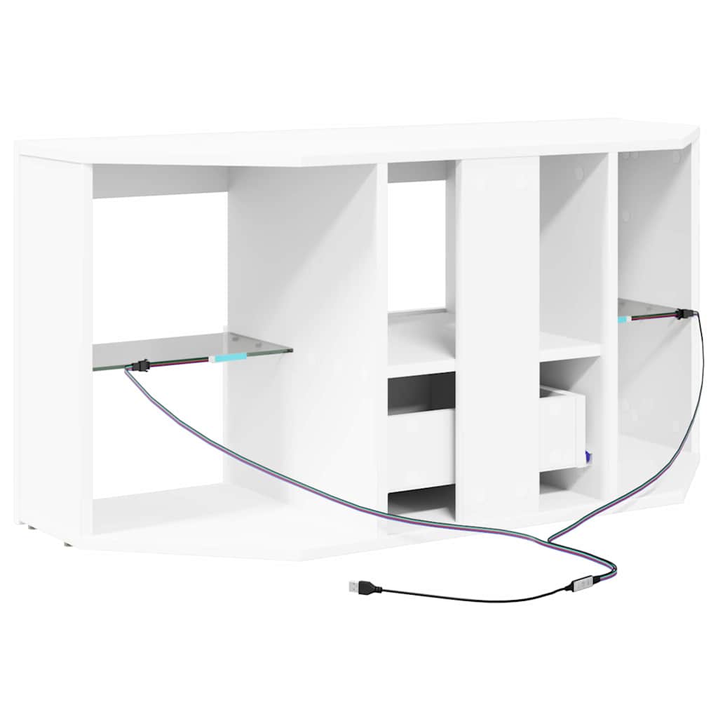 Corner LED TV Cabinet White 100 x 40 x 50 cm