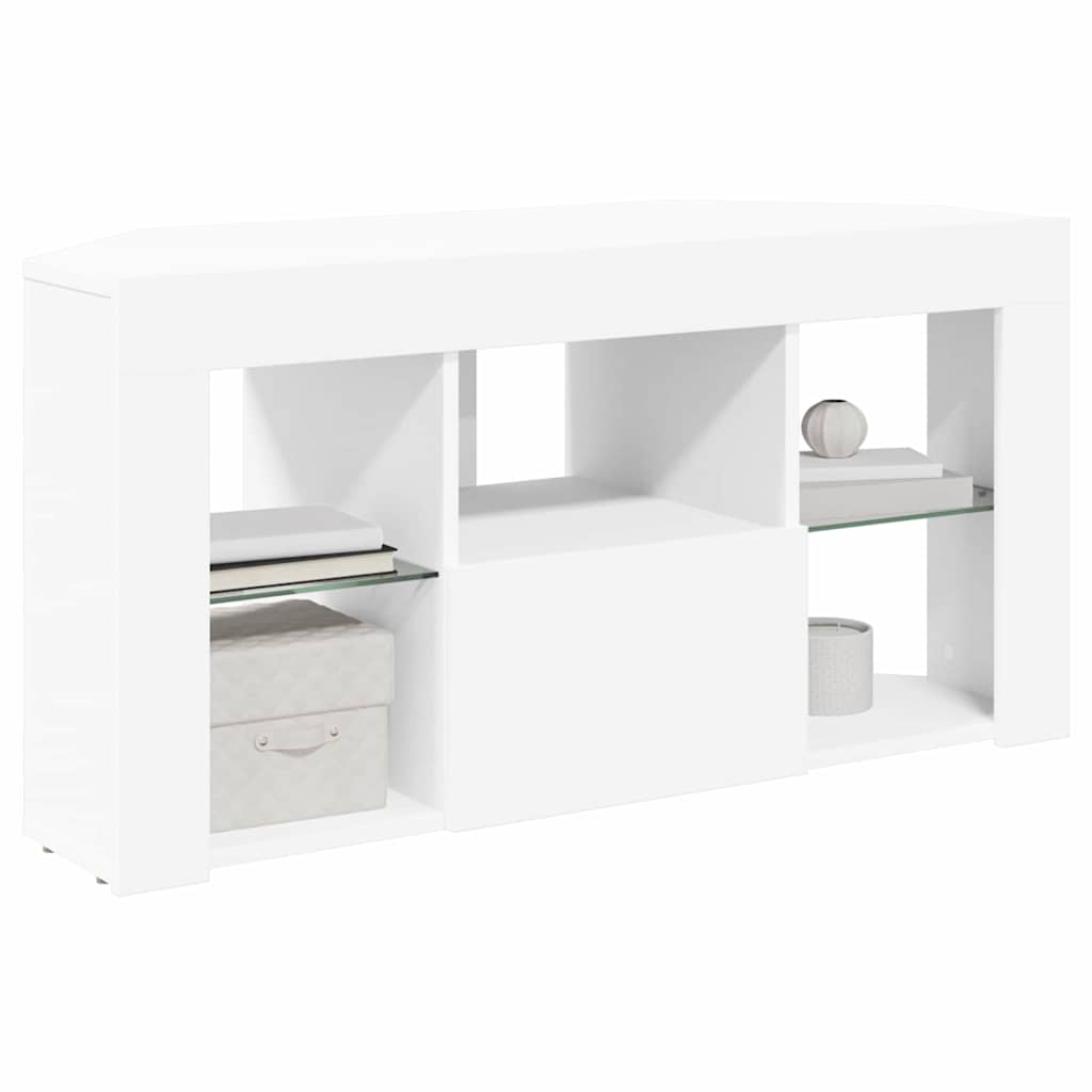 Corner LED TV Cabinet White 100 x 40 x 50 cm