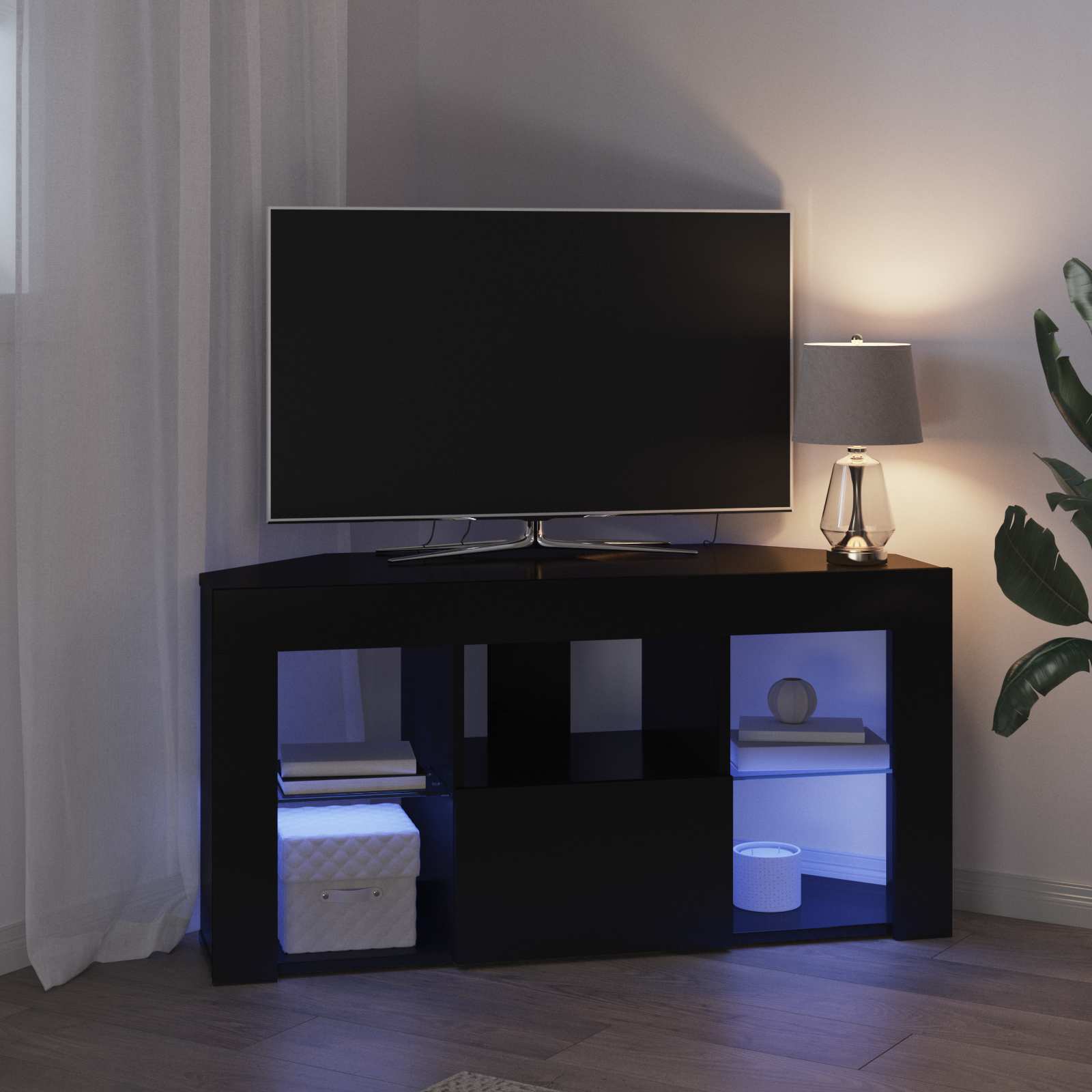 Kampinė LED televizoriaus spinta Juoda 100 x 40 x 50 cm
