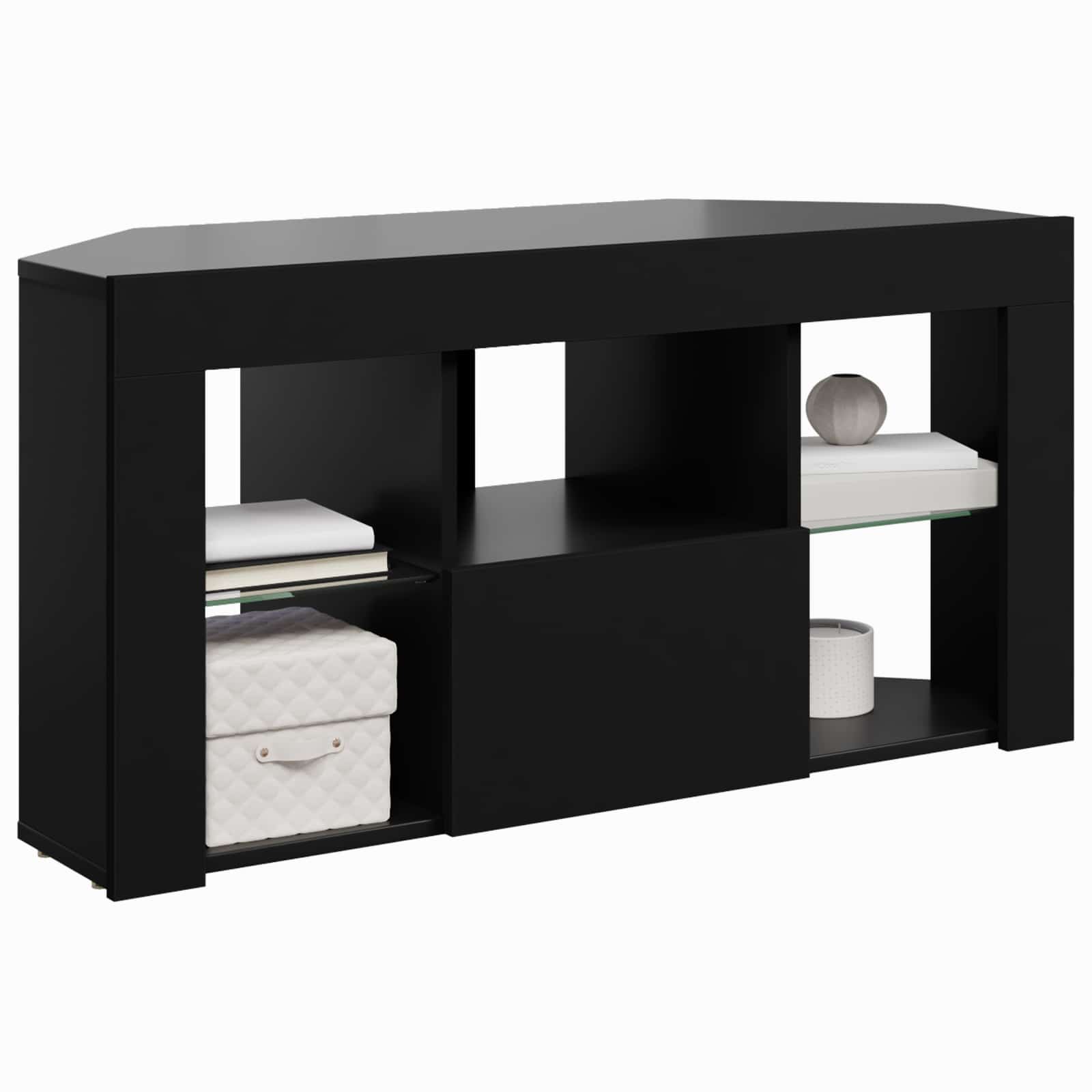 Kampinė LED televizoriaus spinta Juoda 100 x 40 x 50 cm