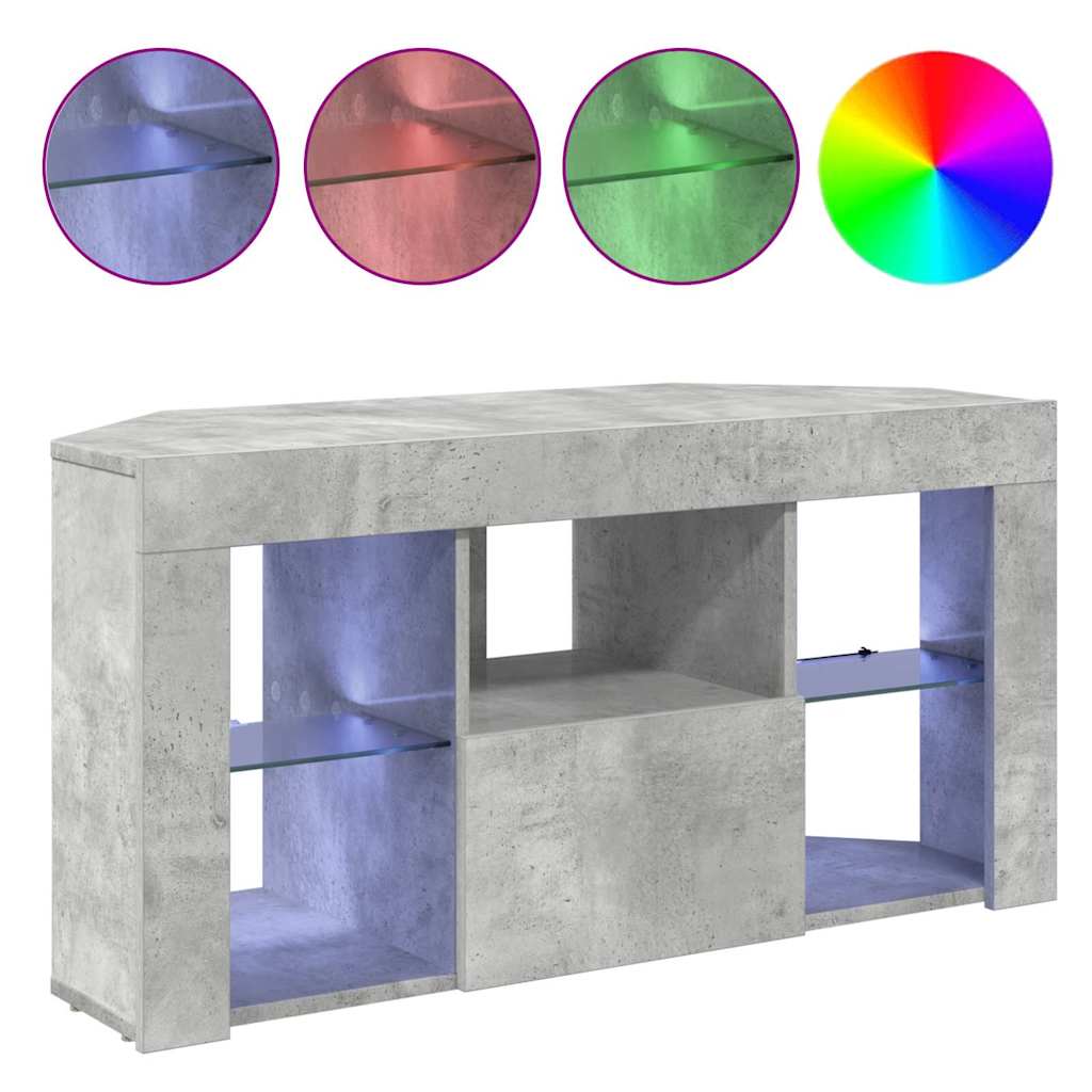 Kampinė LED televizoriaus spinta 100 x 40 x 50 cm Betono pilka