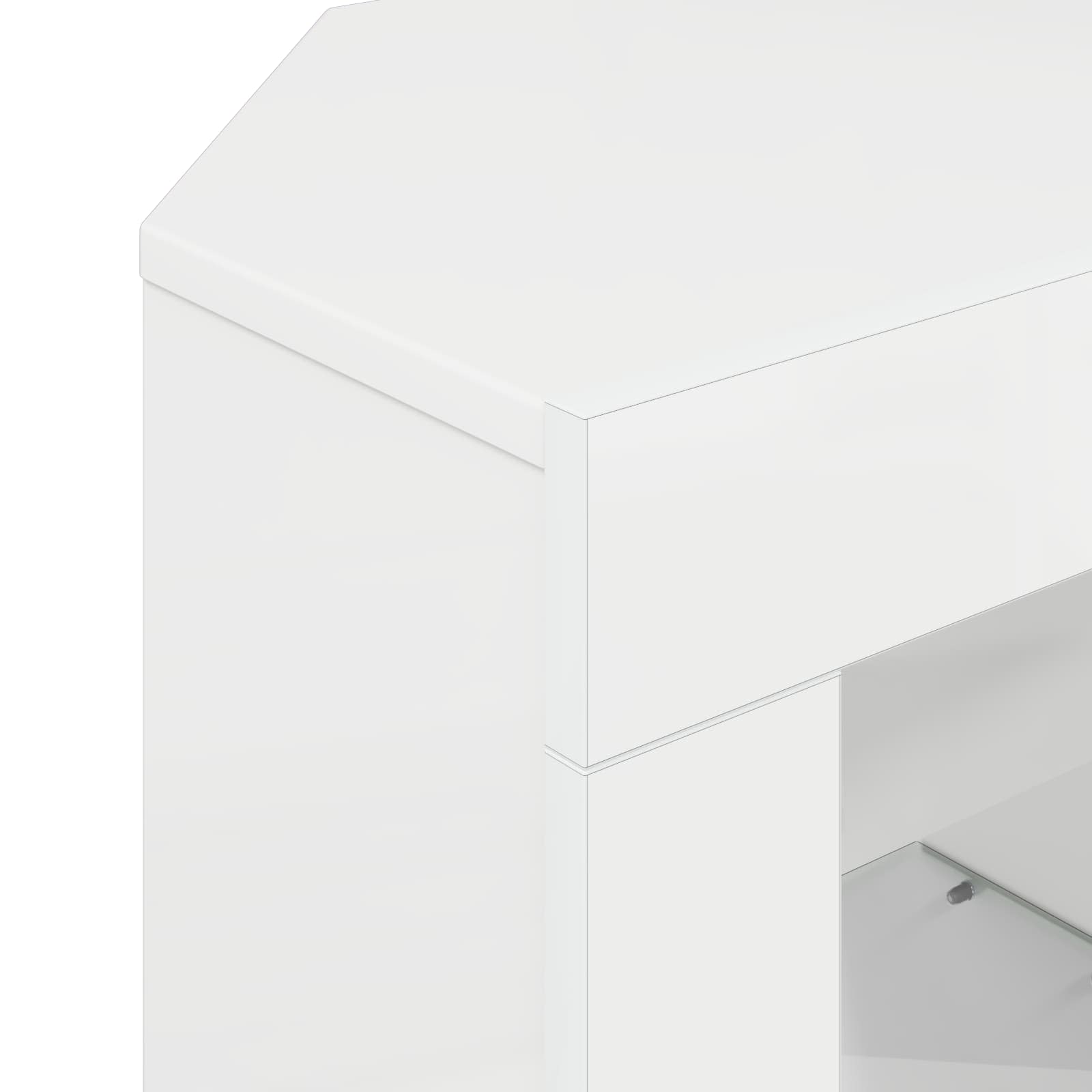 Corner LED TV Cabinet High Gloss White