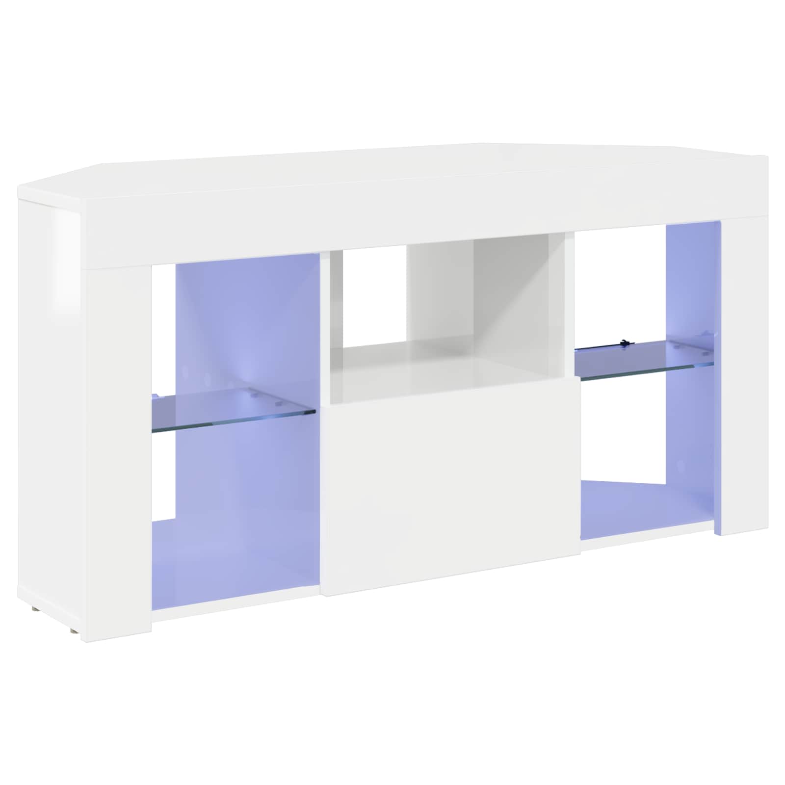 Corner LED TV Cabinet High Gloss White