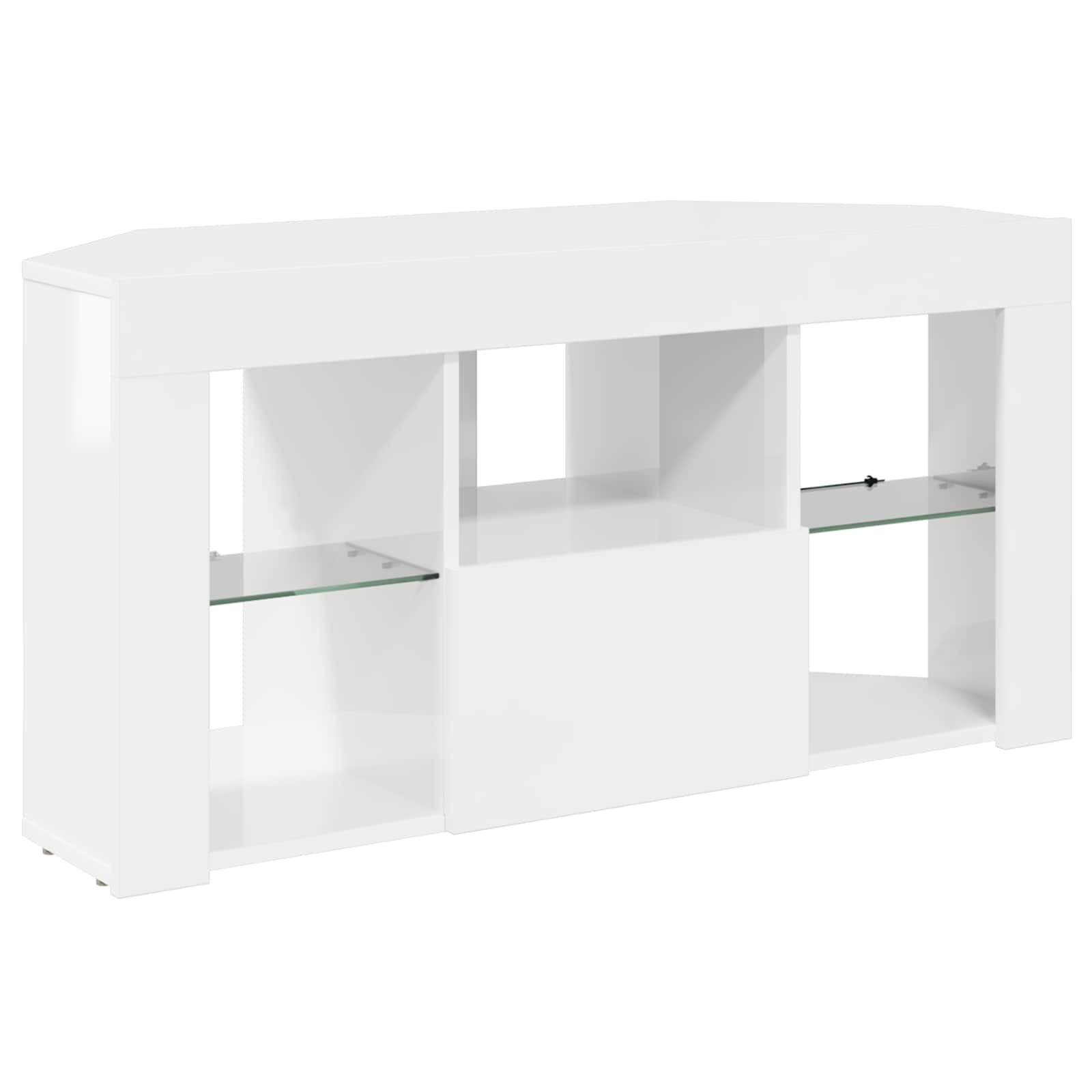 Corner LED TV Cabinet High Gloss White