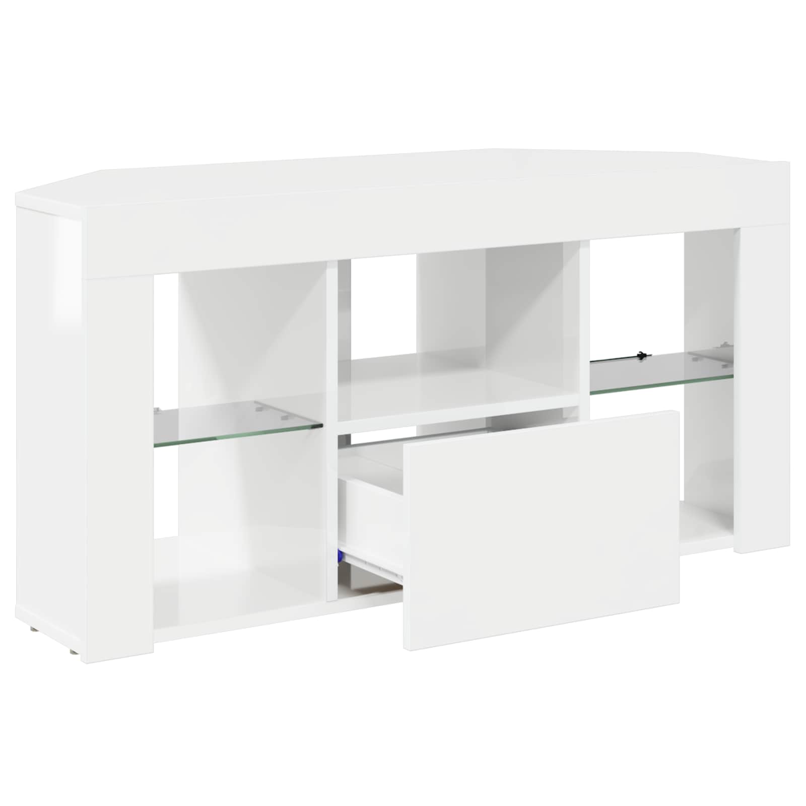 Corner LED TV Cabinet High Gloss White