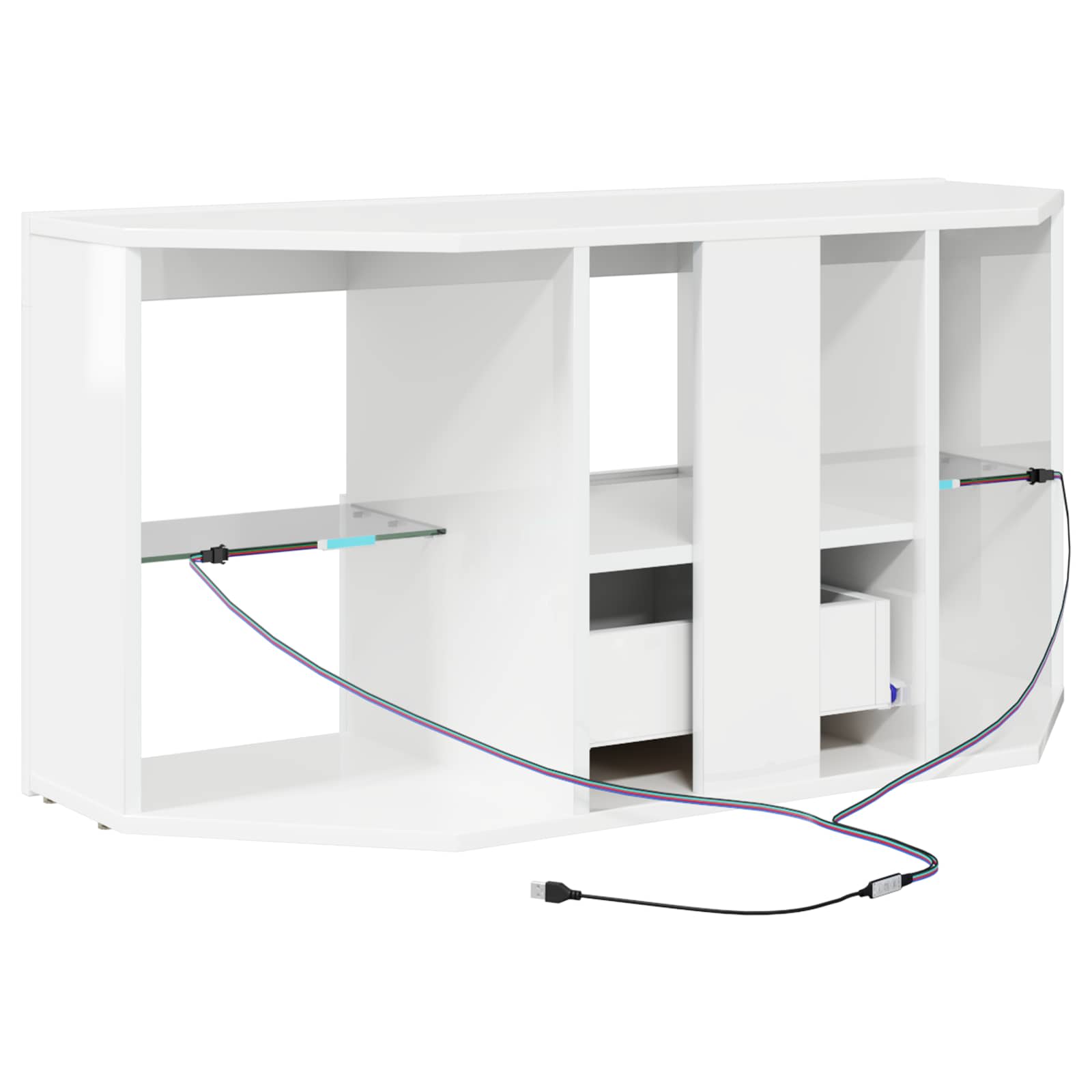 Corner LED TV Cabinet High Gloss White