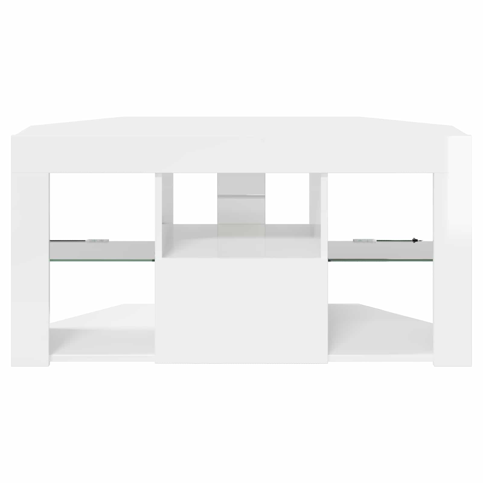 Corner LED TV Cabinet High Gloss White