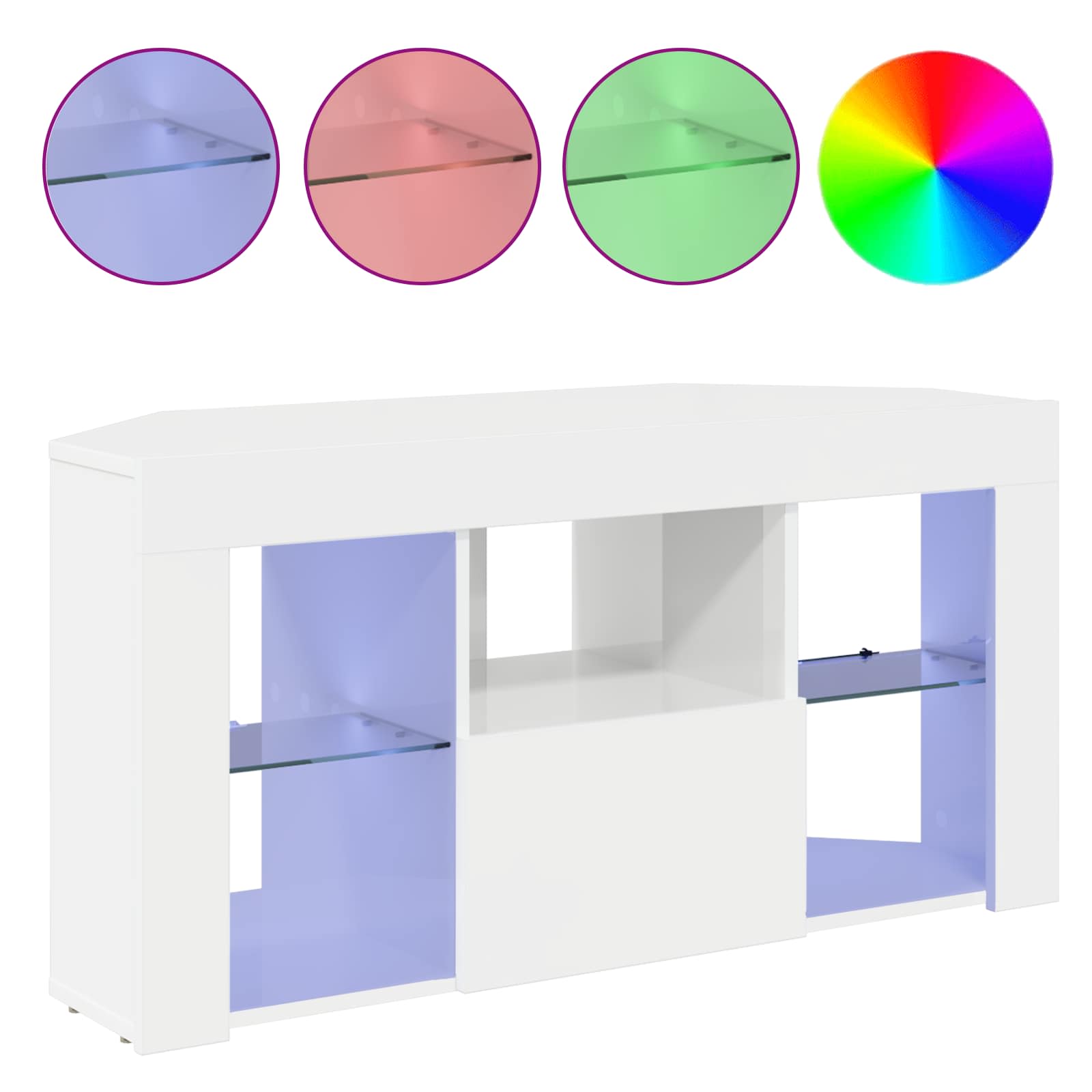 Corner LED TV Cabinet High Gloss White