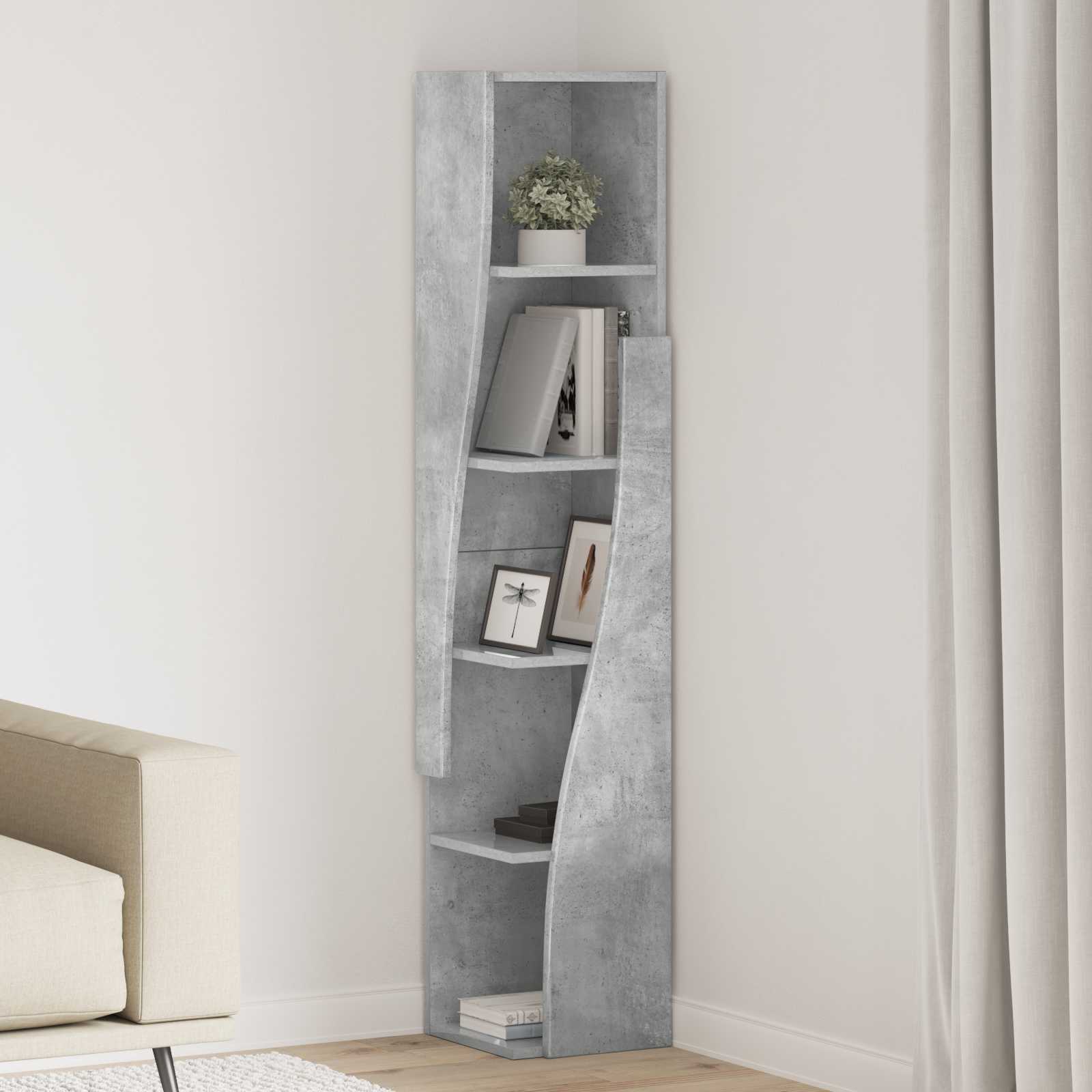 Kampinė spintelė 27,5x27x140cm Apdirbta mediena Betono pilka