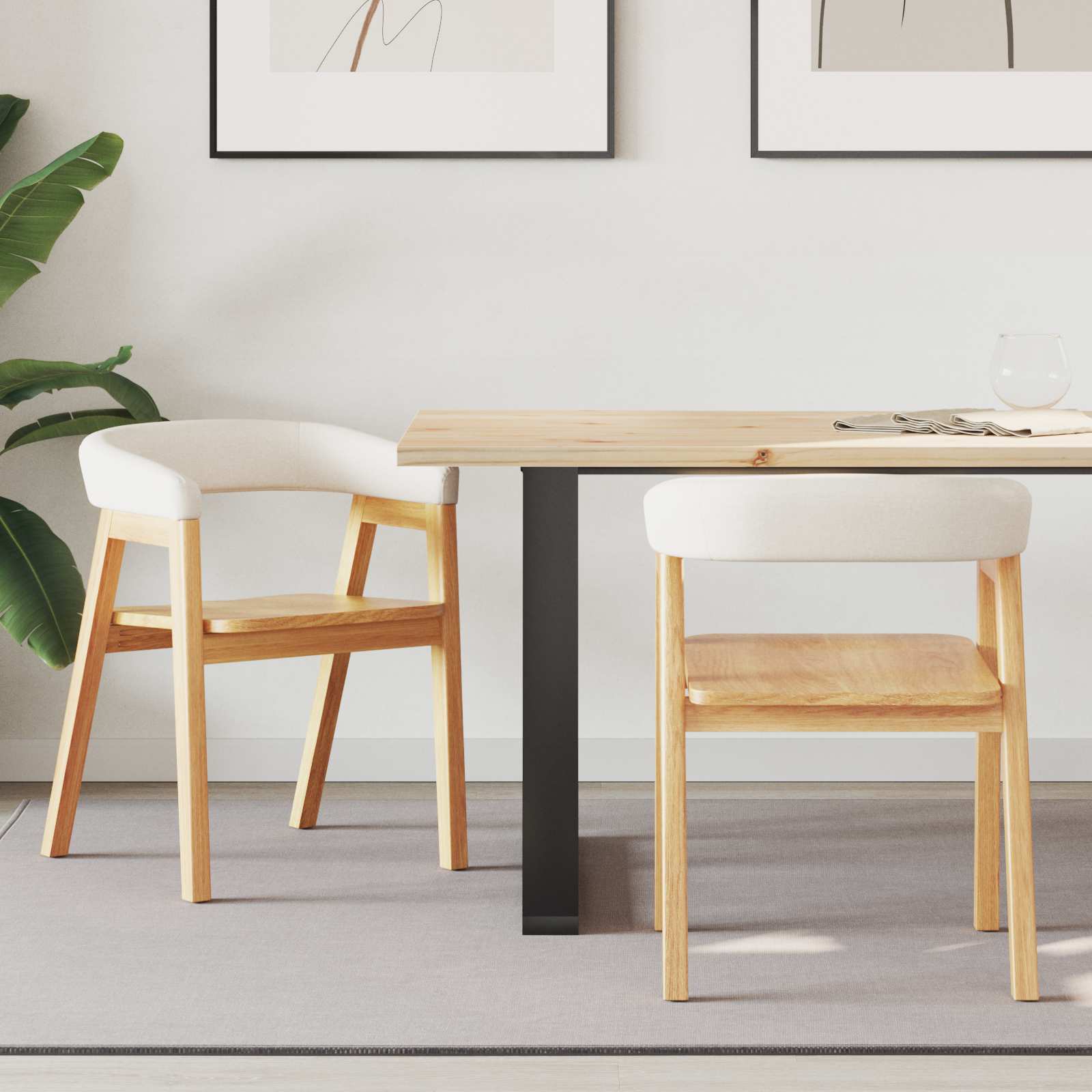 Dining Chairs 2 pcs Natural 54 x 57 x 73 cm
