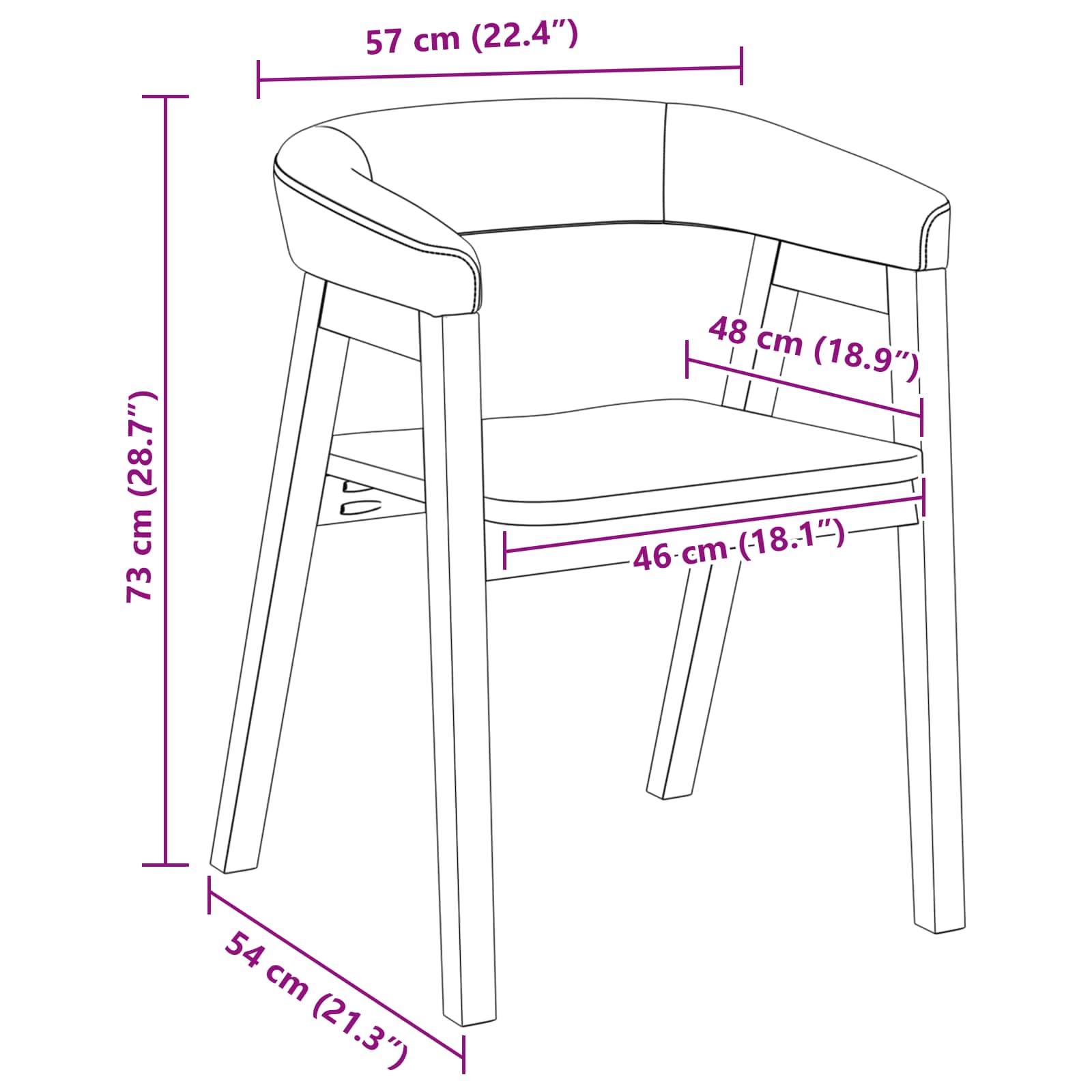 Dining Chairs 2 pcs White 54 x 57 x 73 cm