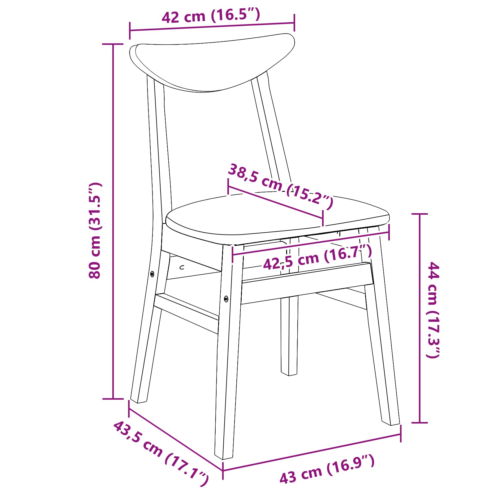 Valgomojo kėdės 2 pcs Šviesiai rudas 42 x 47.5 x 81 cm
