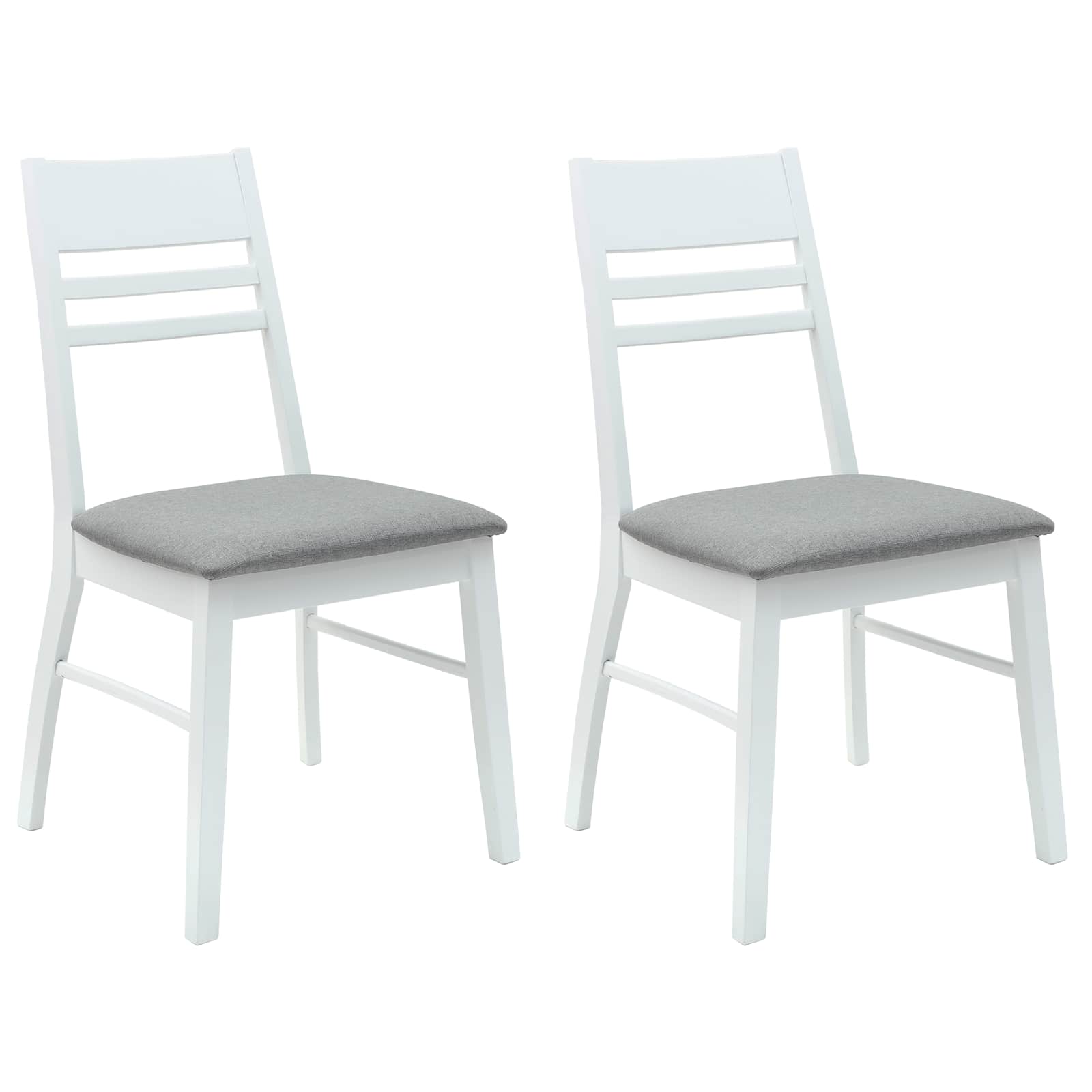 Valgomojo kėdės 2 pcs Balta 43 x 54 x 89 cm Kietas gumos medis