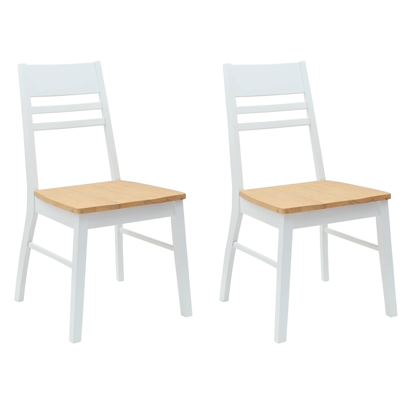 Valgomojo kėdės 2 pcs Balta 43 x 54 x 89 cm Kietas gumos medis