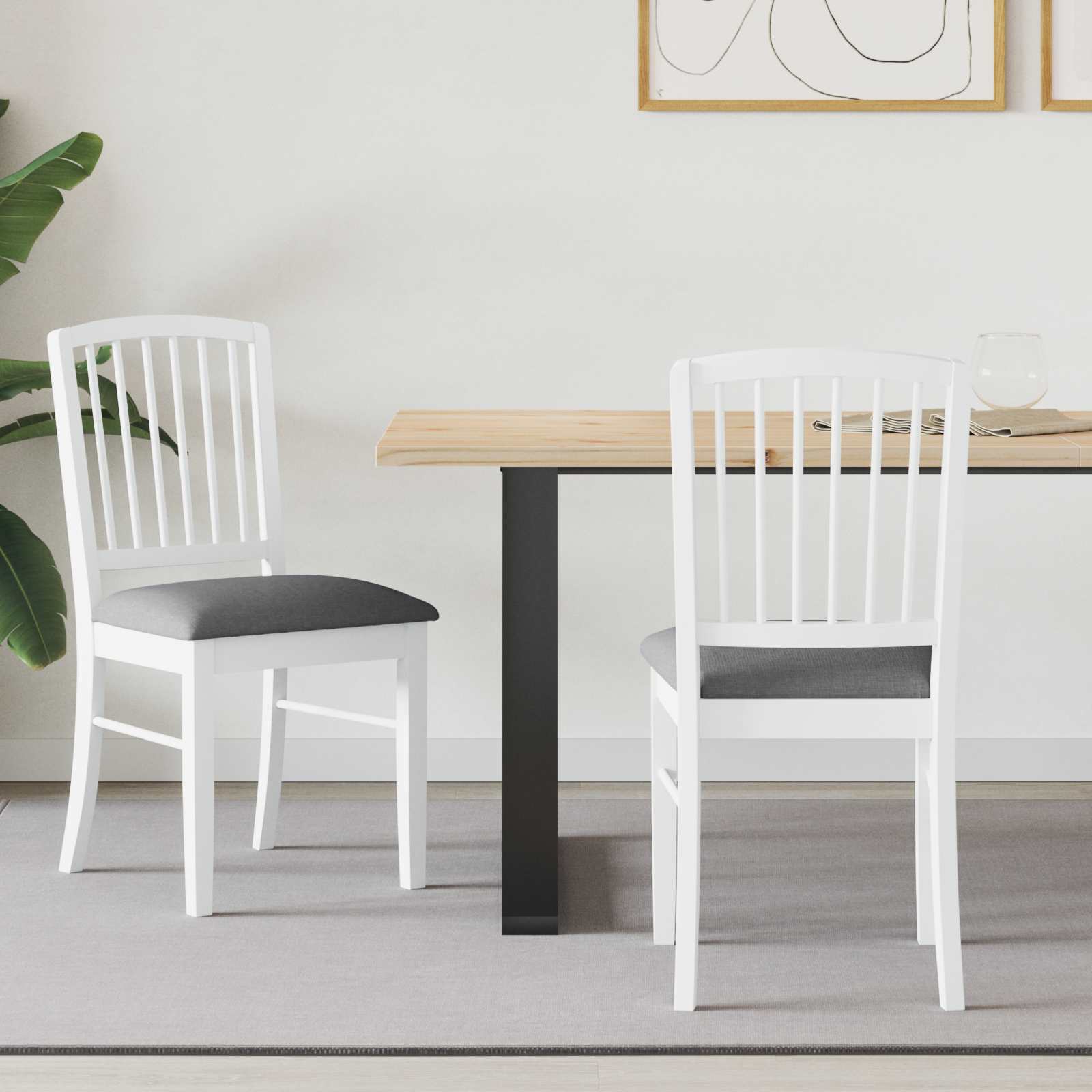 Valgomojo kėdės 2 pcs Balta 50 x 52,5 x 91 cm