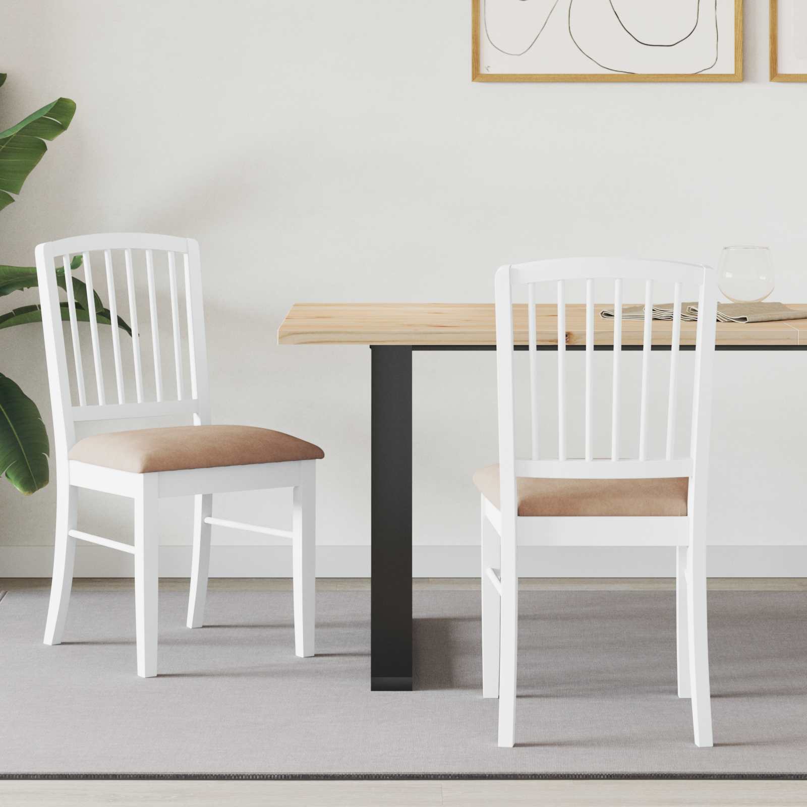 Valgomojo kėdės 2 pcs Balta 50 x 52,5 x 91 cm