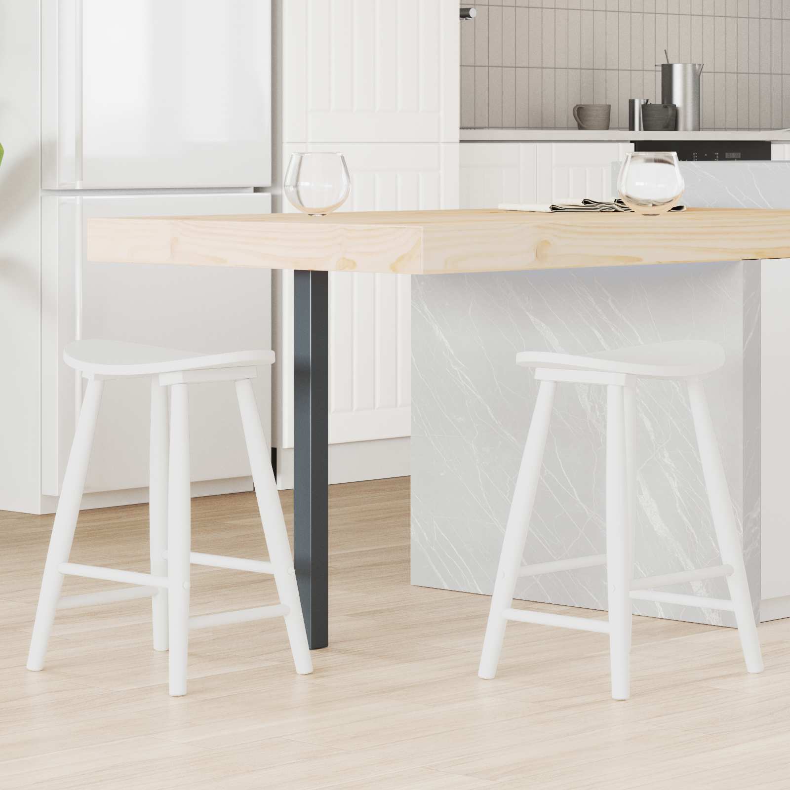 Dining Chairs 2 pcs White 46 x 37 x 63 cm Solid rubberwood