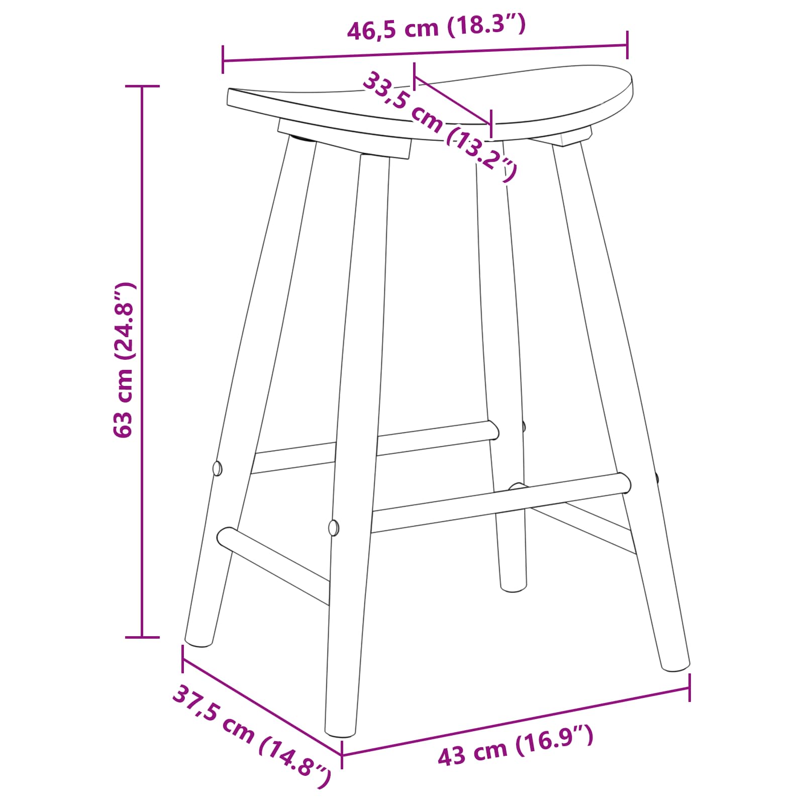 Dining Chairs 2 pcs White 46 x 37 x 63 cm Solid rubberwood