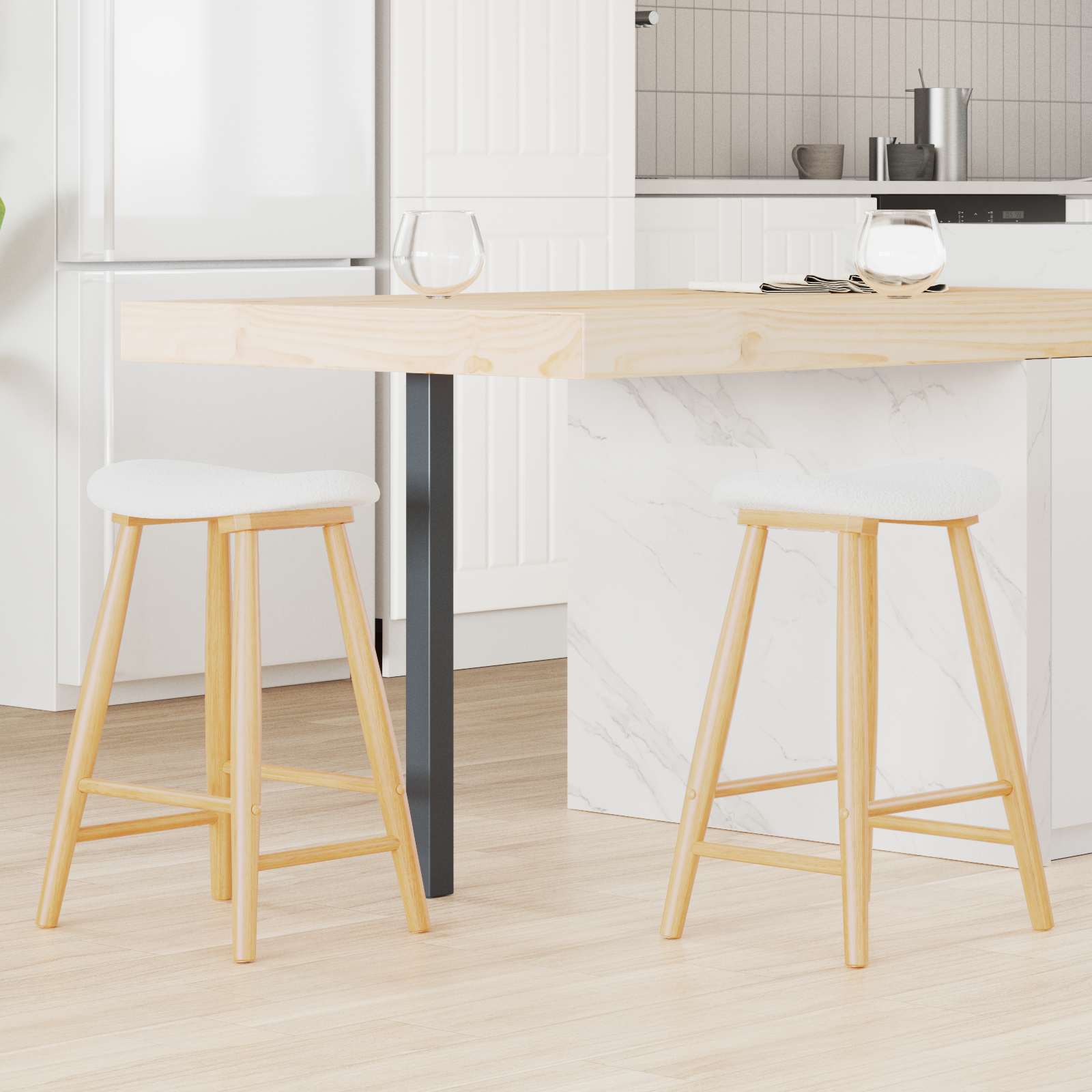 Dining Chairs 2 pcs Natural 46 x 37 x 63 cm