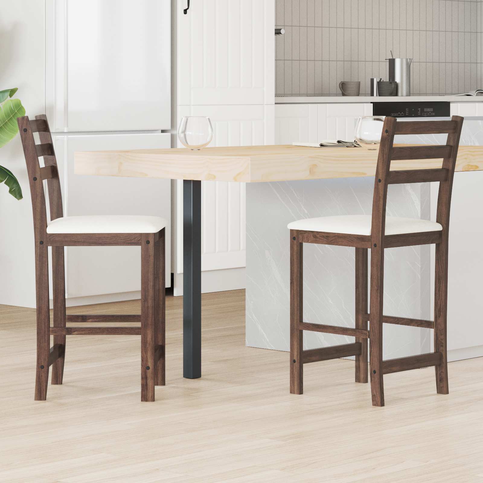 Valgomojo kėdės 2 pcs Šviesiai rudas 40 x 47,5 x 99,5 cm