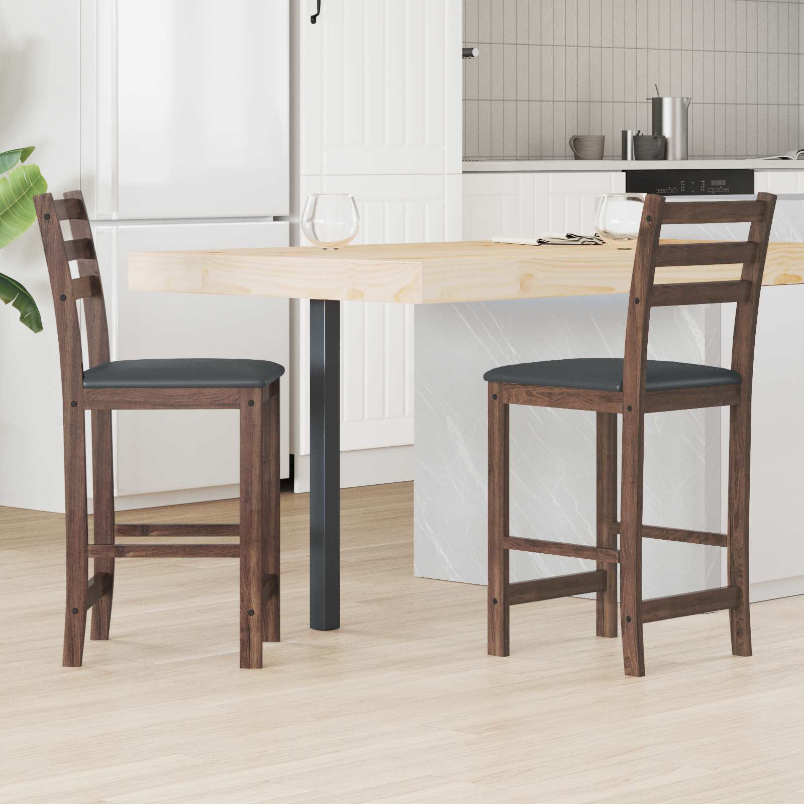 Valgomojo kėdės 2 pcs Šviesiai rudas 40 x 47,5 x 99,5 cm