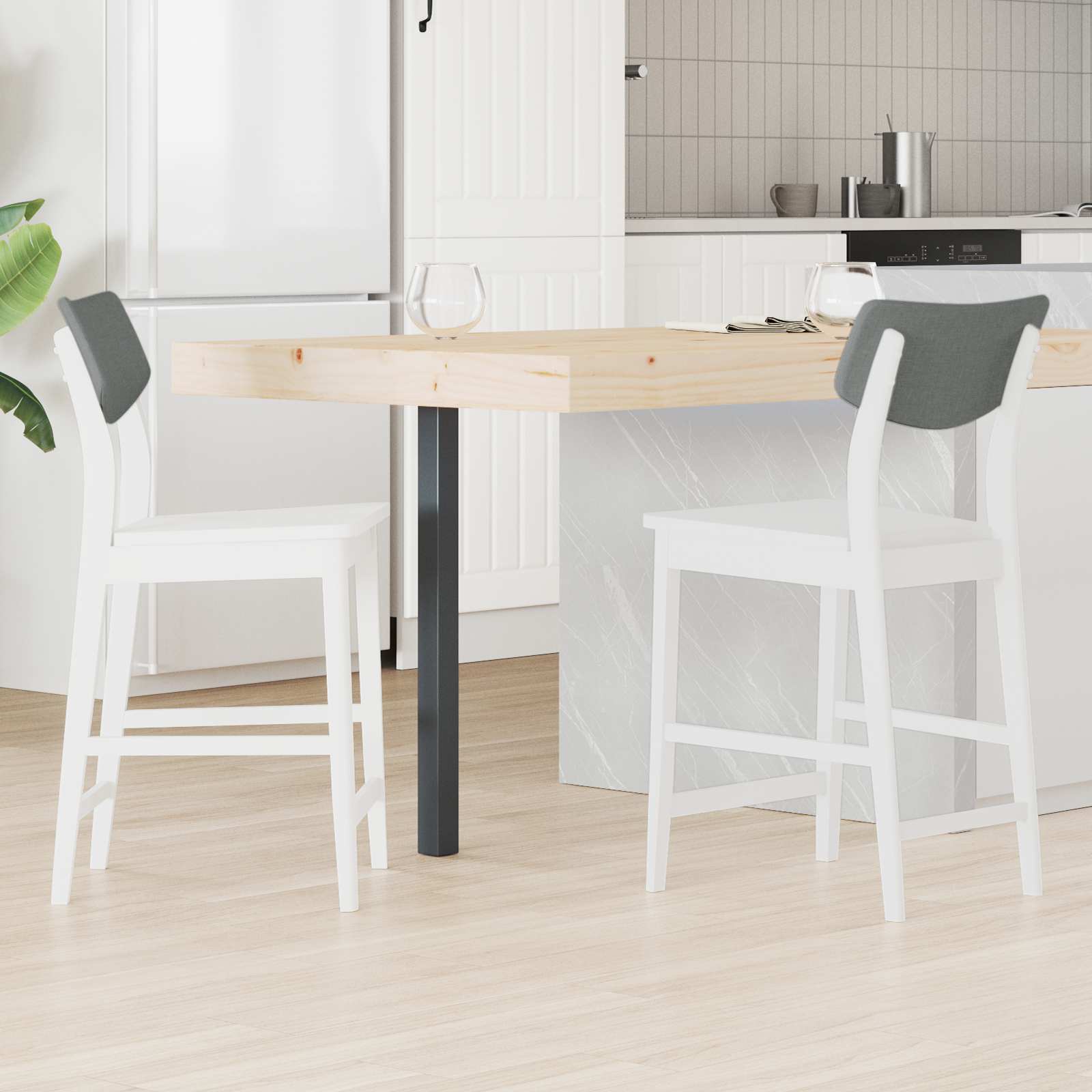 Dining chairs 2 pcs White 48 x 49 x 95 cm Solid rubberwood