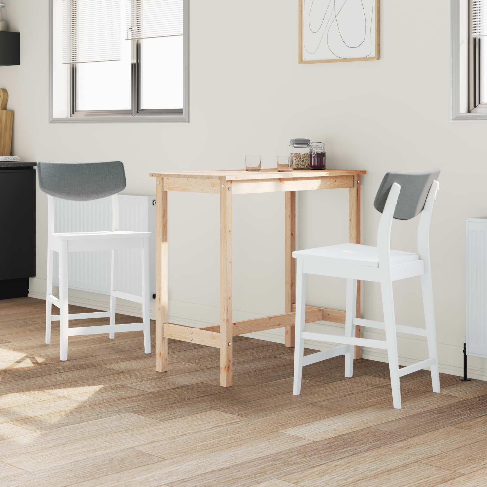 Dining chairs 2 pcs White 48 x 49 x 95 cm Solid rubberwood