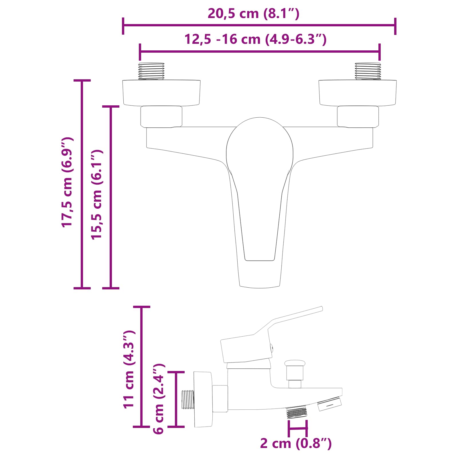 Shower mixer Chrome G 1/2 inch