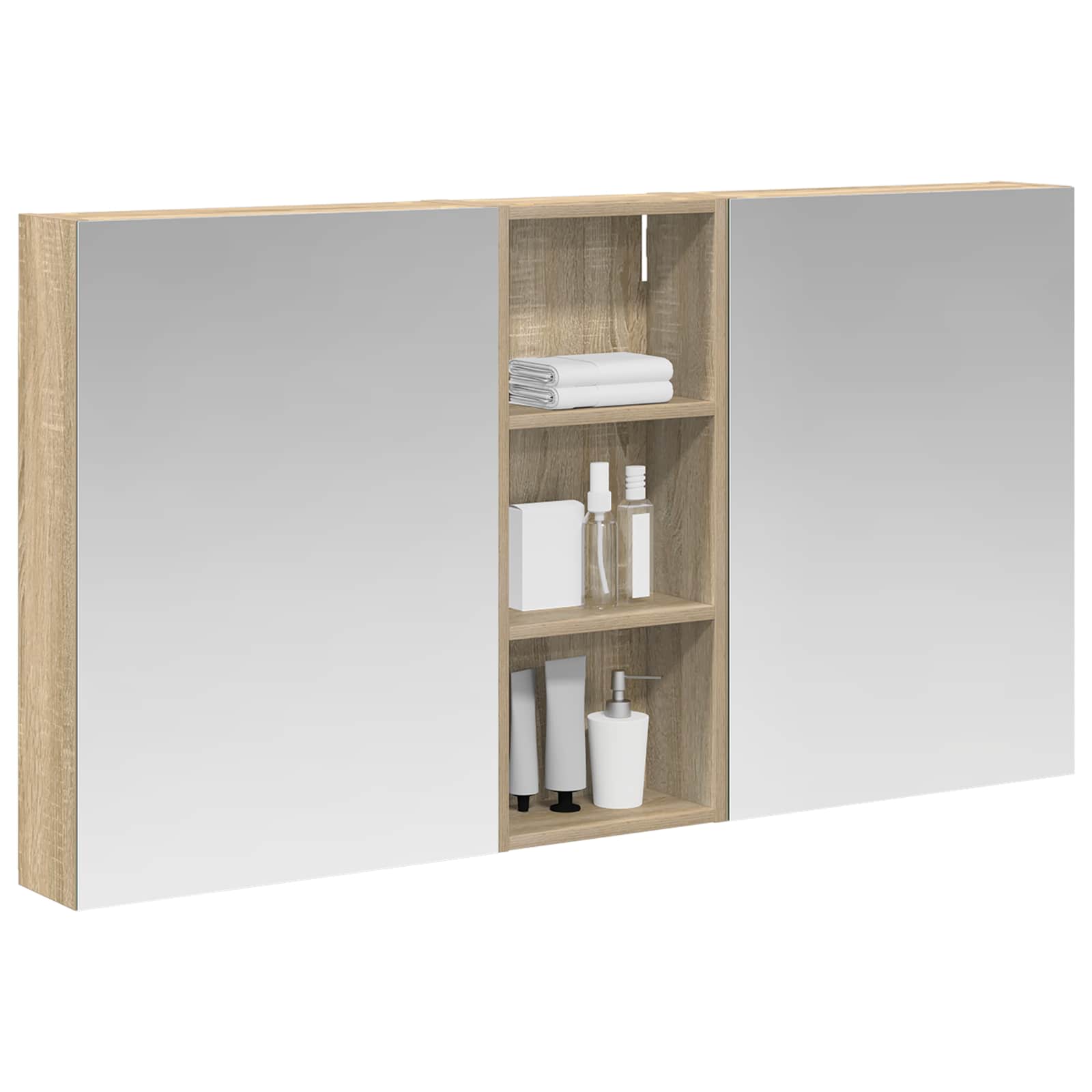 Vonios spintos komplektas su lentyna 3 pcs 130 x 14,5 x 70 cm